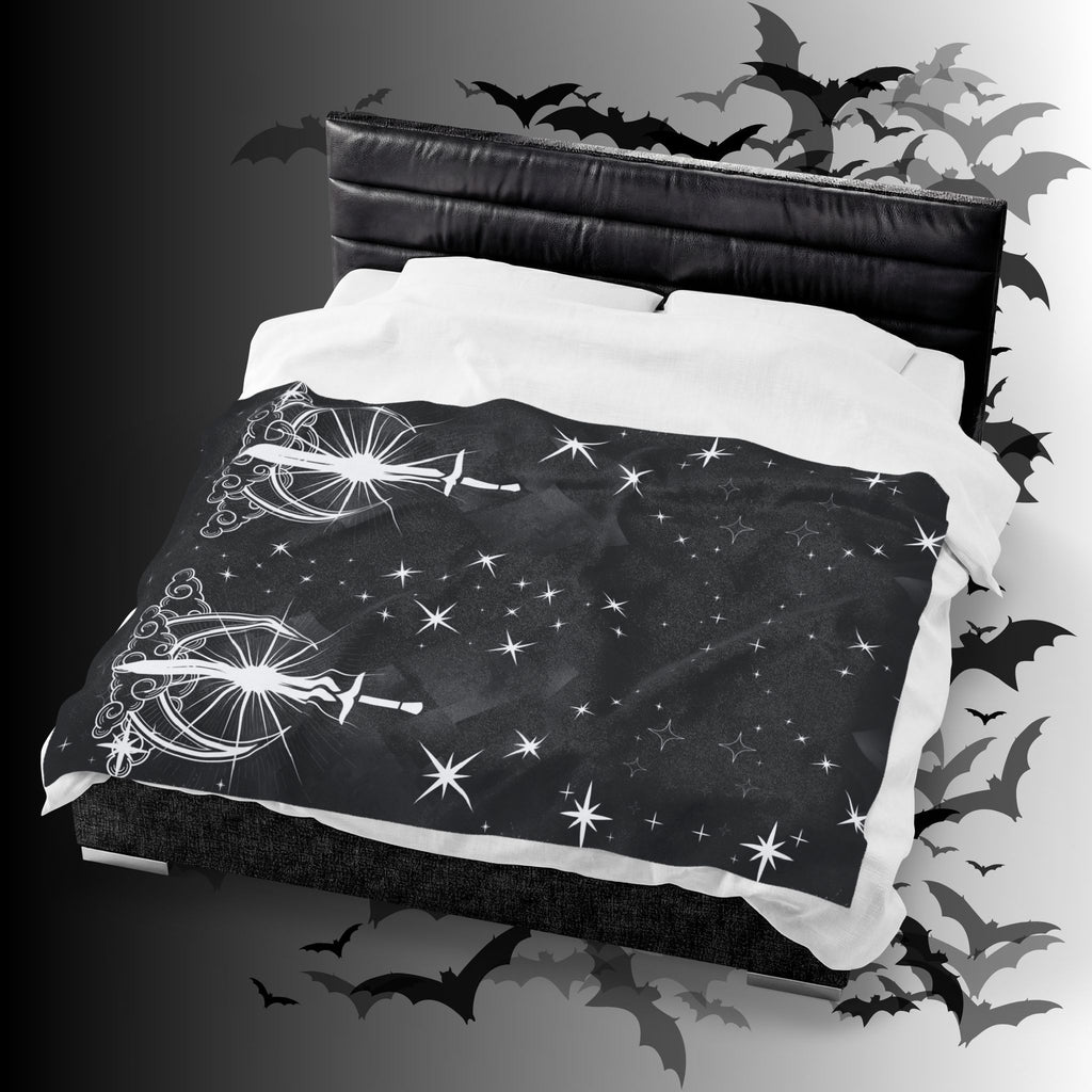 Gothic Moon Sword Blanket: Celestial Velveteen or Sherpa Throw
