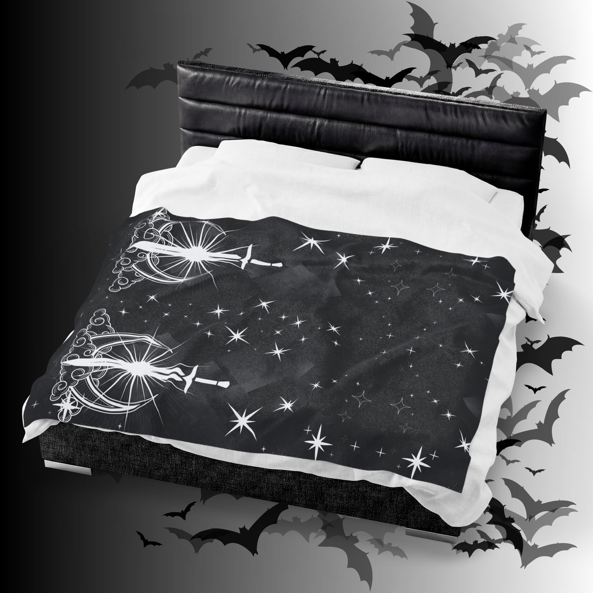 Gothic Moon Sword Blanket: Celestial Velveteen or Sherpa Throw