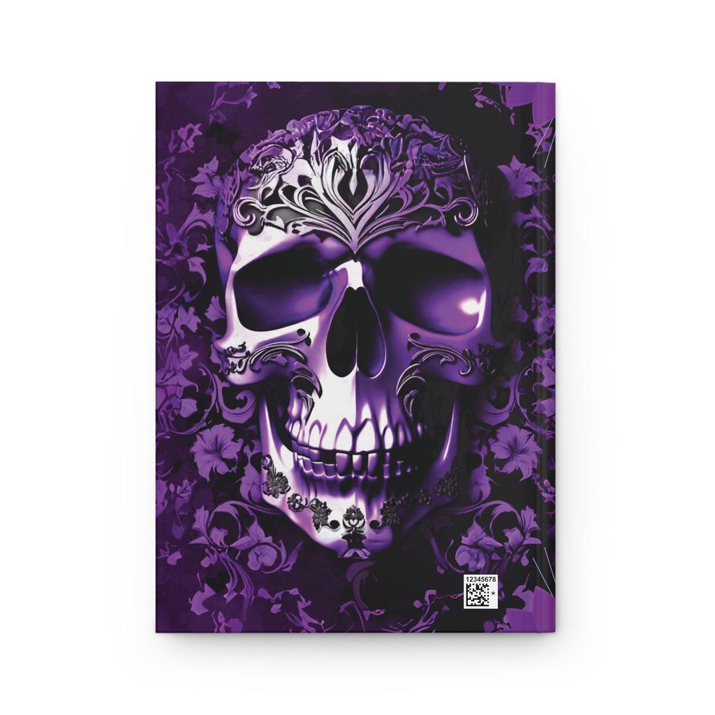 Gothic Purple Skull Journal — Dark Floral Baroque Hardcover Spell Book