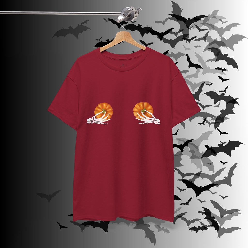 Skeleton Hands Pumpkin Halloween T-Shirt — Funny Spooky Season Tee