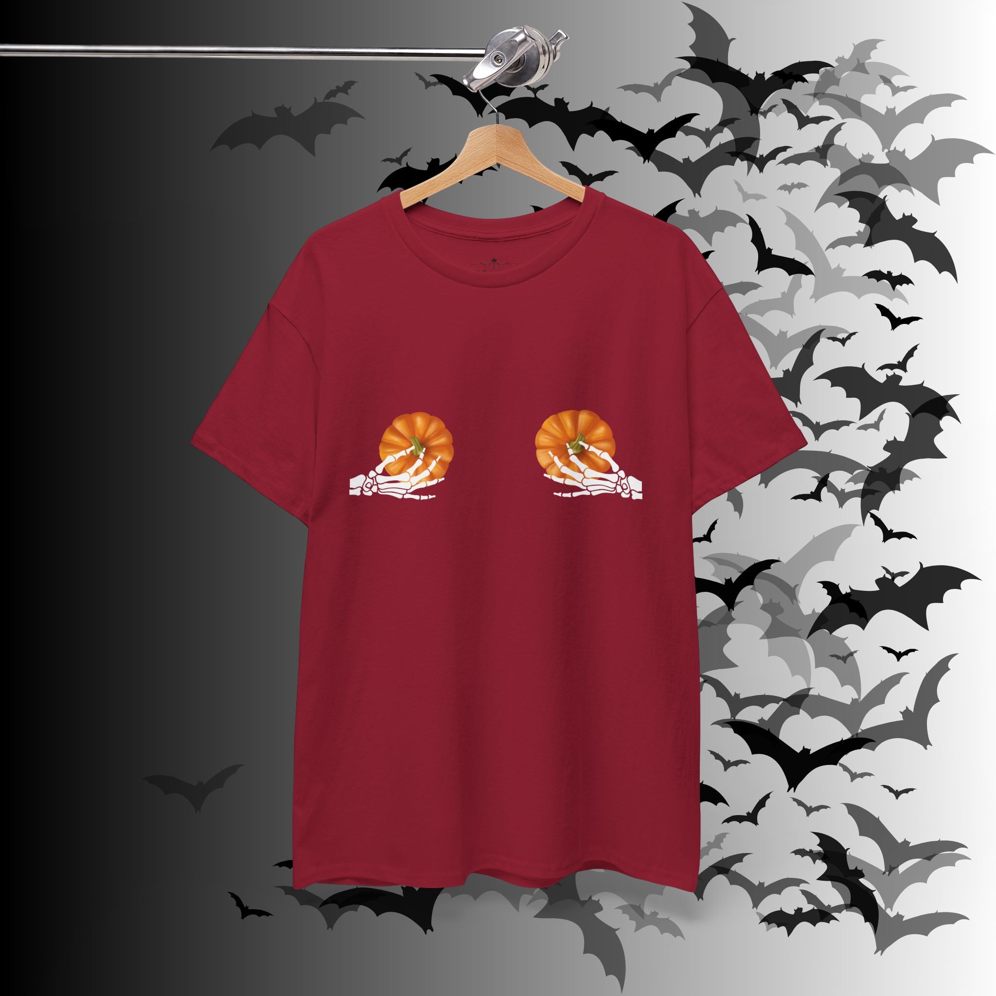Skeleton Hands Pumpkin Halloween T-Shirt — Funny Spooky Season Tee