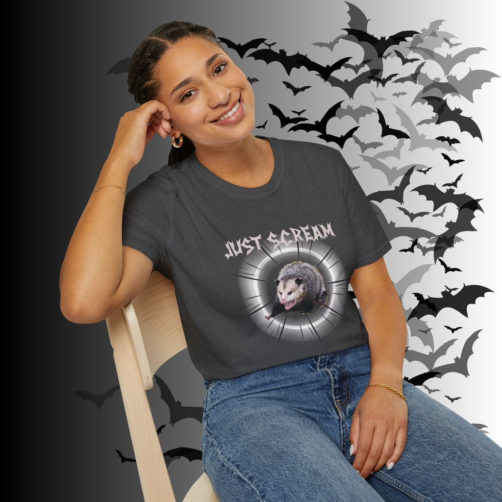 "Just Scream" Possum T-Shirt — Edgy Humor Gothic Tee