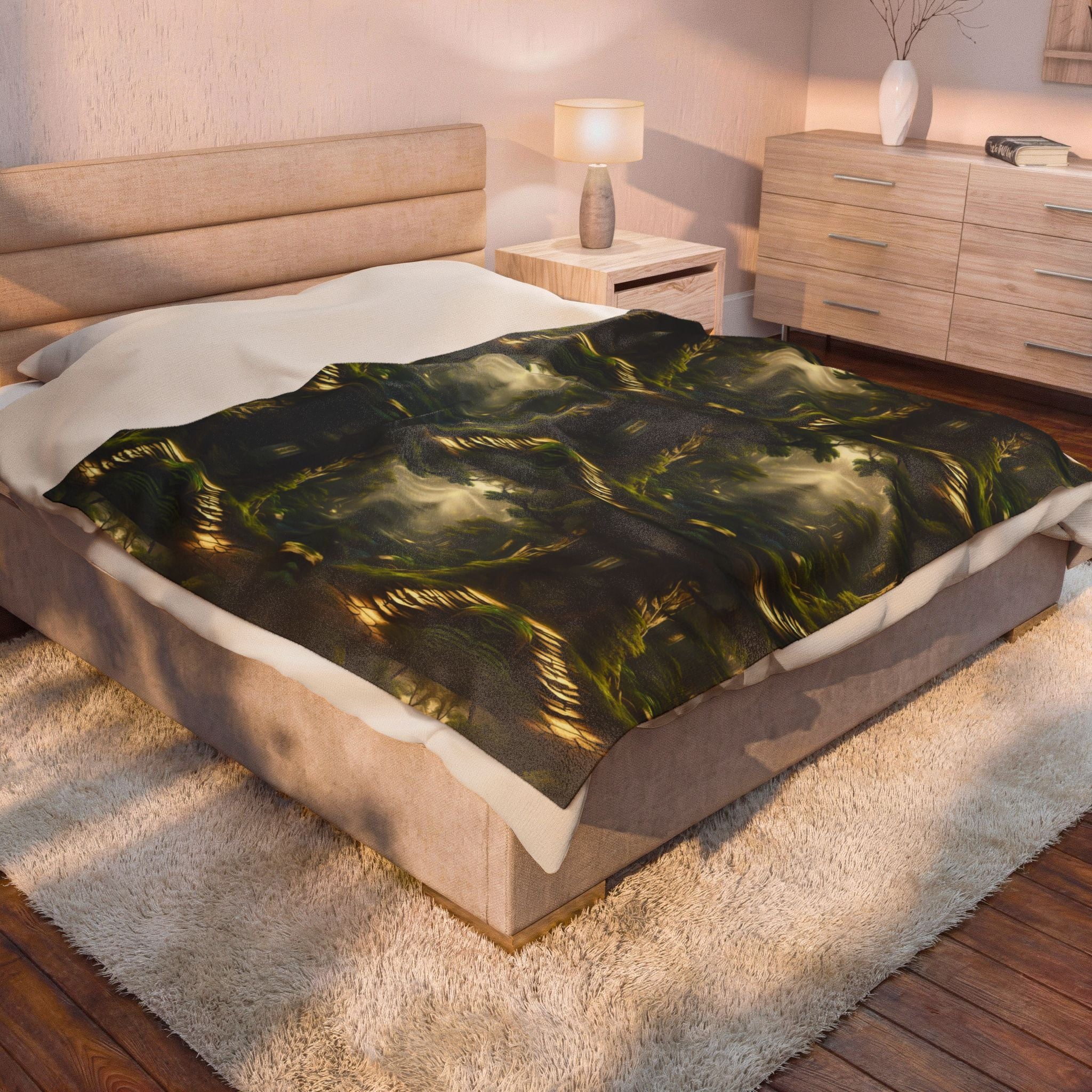 Mystical Forest Throw Blanket — Dark Cottagecore Woodland Home Decor