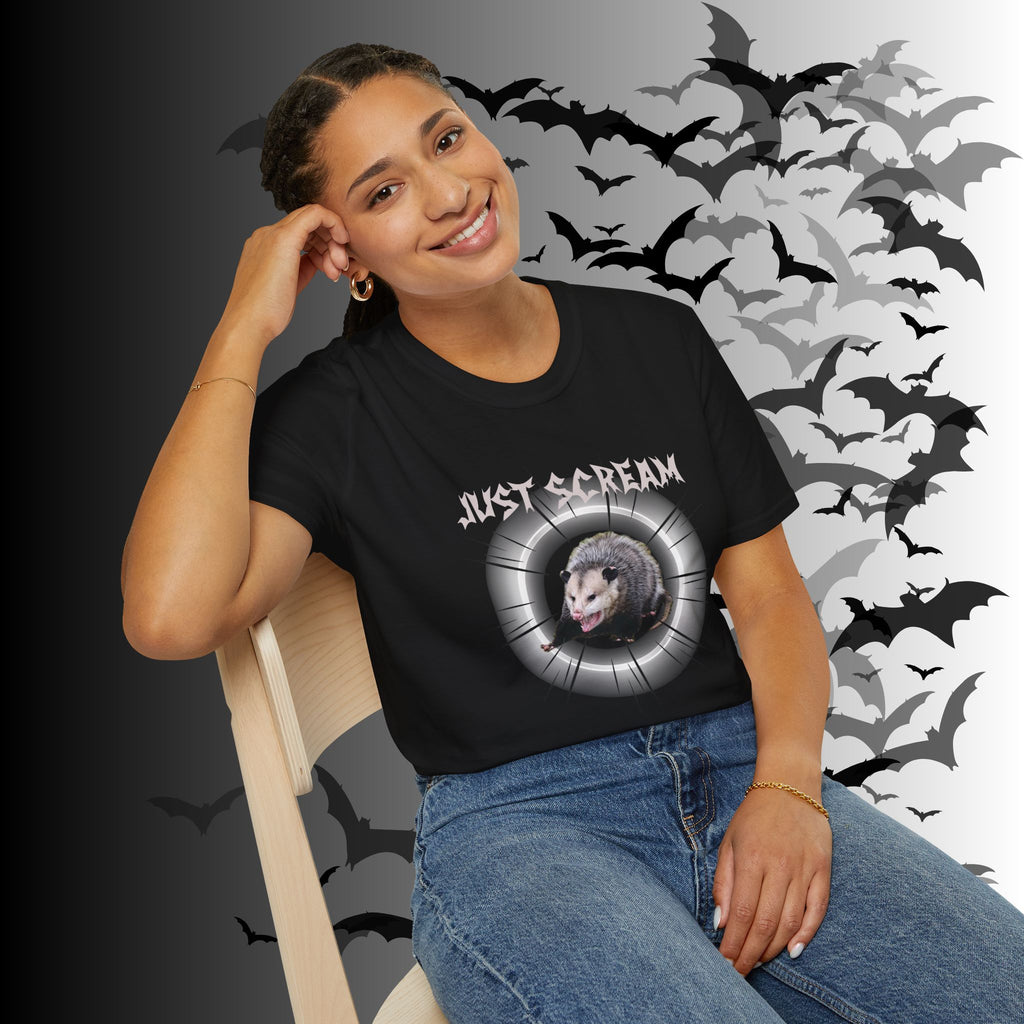 "Just Scream" Possum T-Shirt — Edgy Humor Gothic Tee