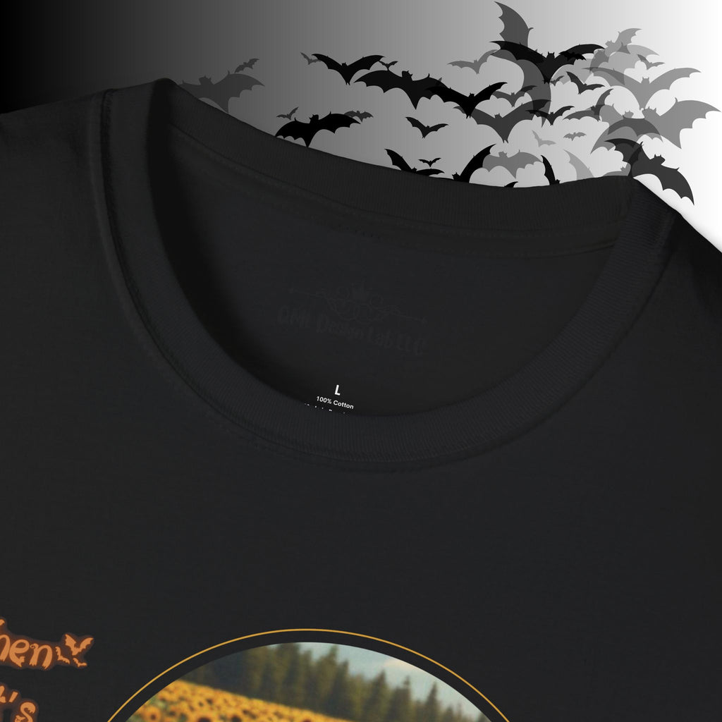 "When It's Finally Spooky Season" Ghost Sunflower T-Shirt — Halloween Tee