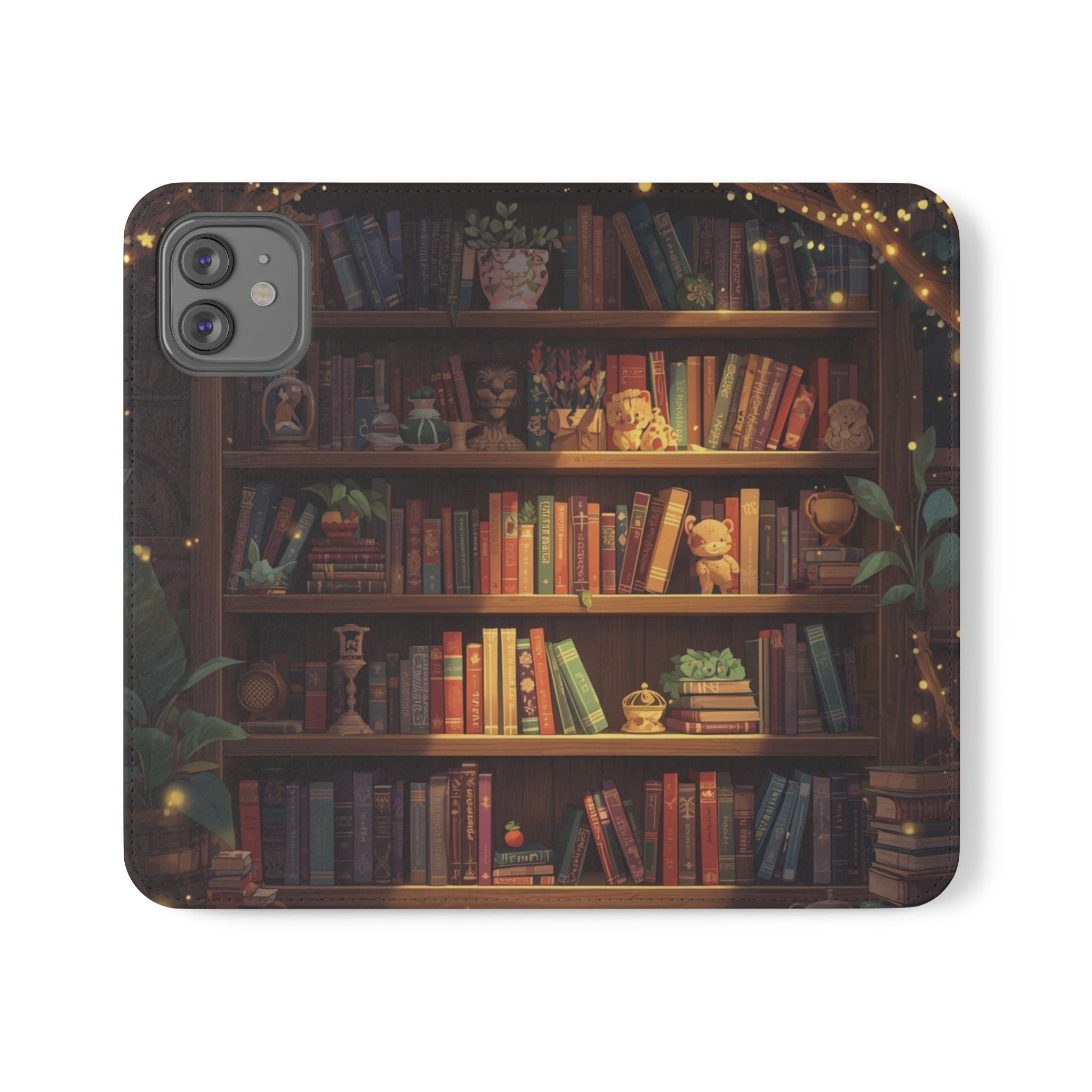 Whimsigoth Bookcase Wallet Flip Case - Romantasy Reader Phone Wallet - Book Pattern Flip Case - Bookish Phone Case