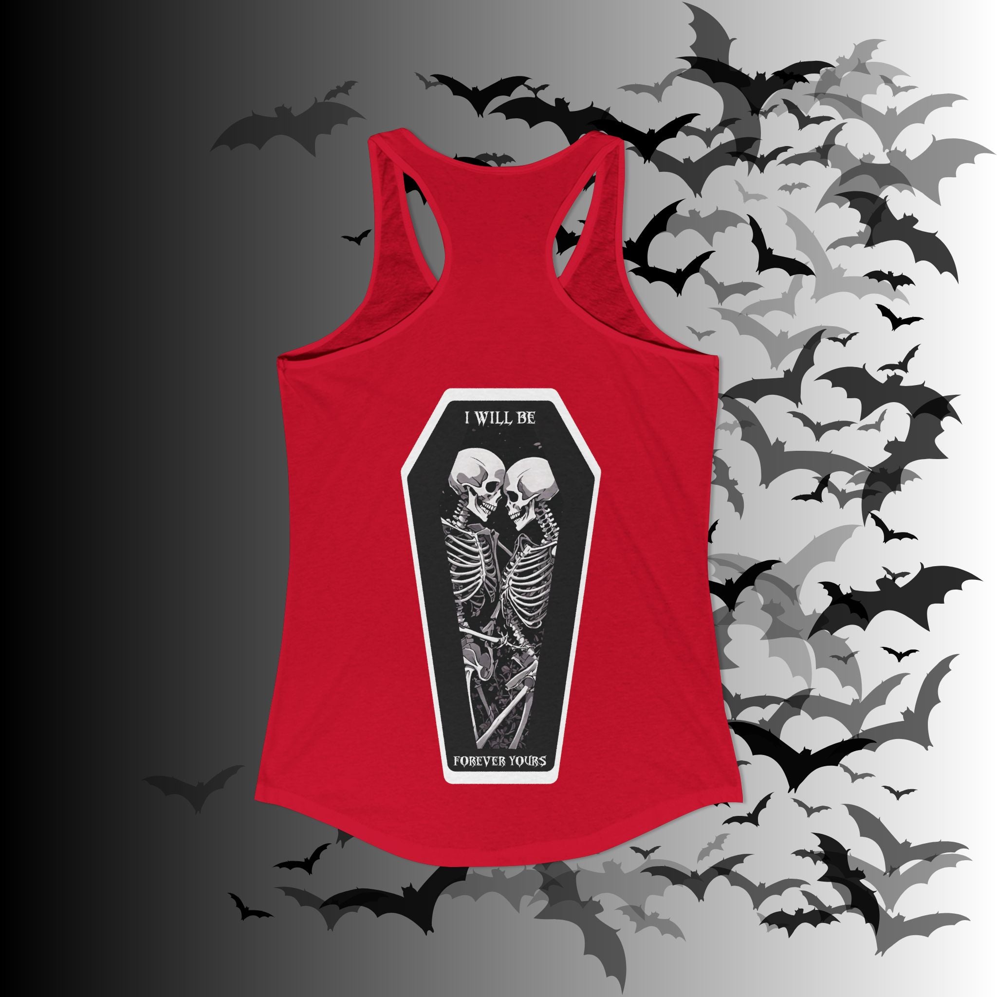 Gothic Skeleton Heart "Forever Yours" Racerback Tank Top — Dark Romance Front & Back