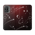 Gothic Celestial Black and Red Flip Wallet Case for iPhone and Samsung Galaxy Phones