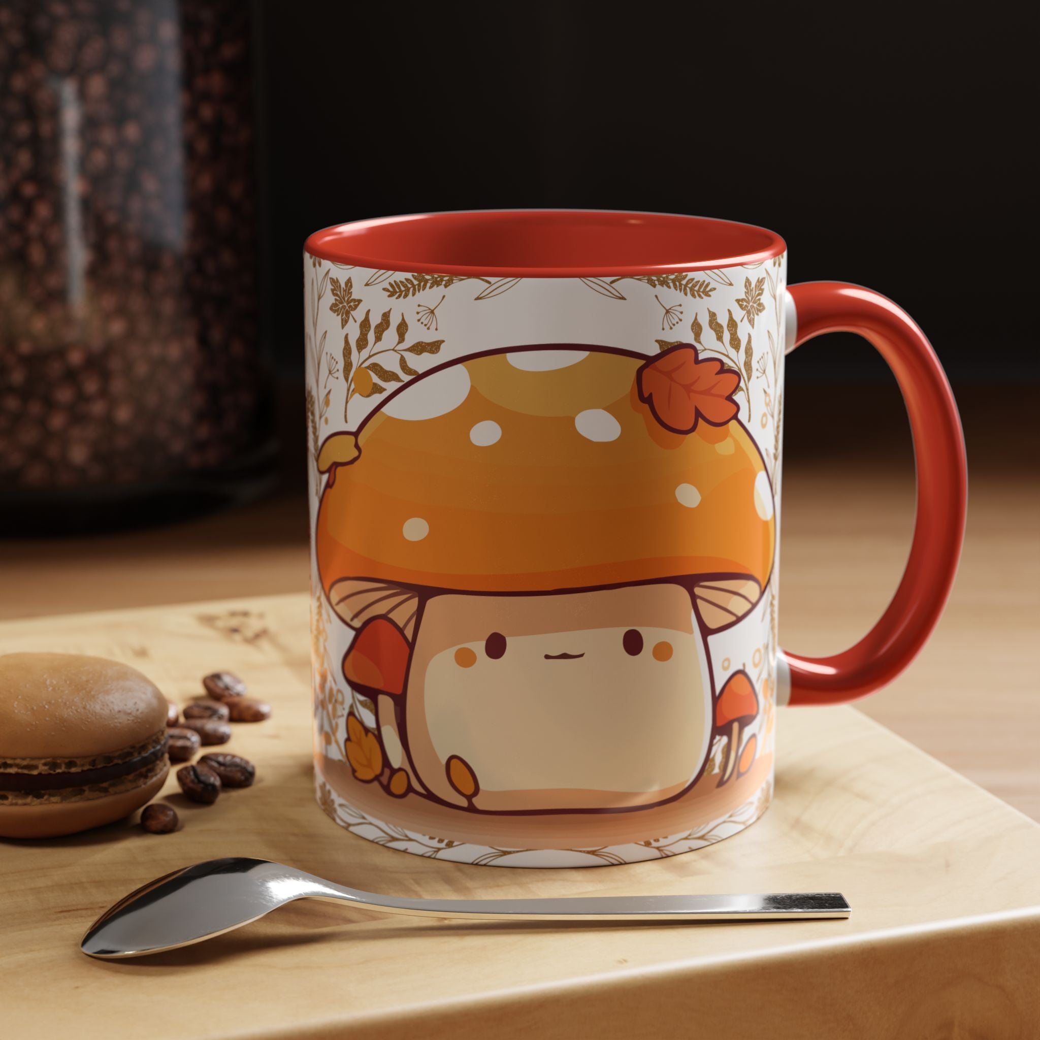 Autumn Mushroom Cute Coffee Mug — Fall Kawaii Accent Mug (11/15oz)