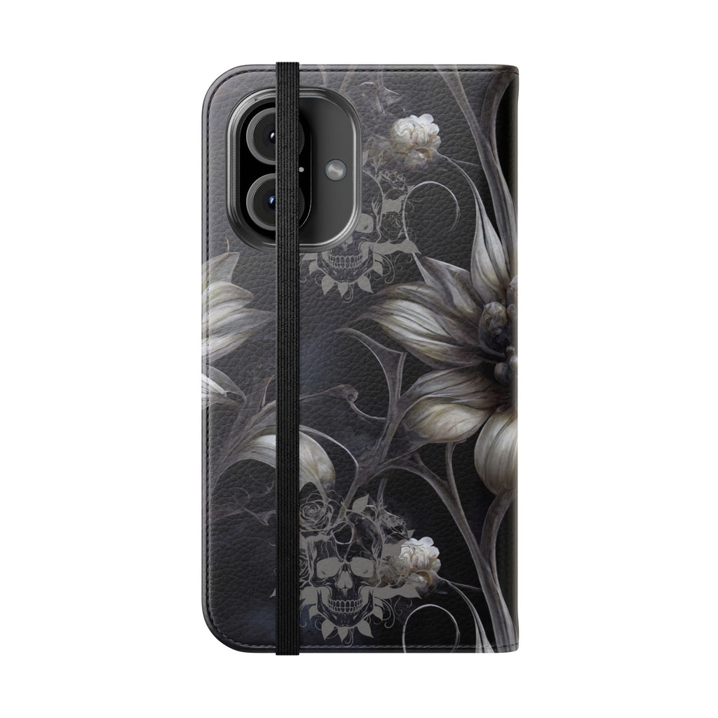 Goth Botanical Flip Wallet Case for iPhone and Samsung Galaxy Phones