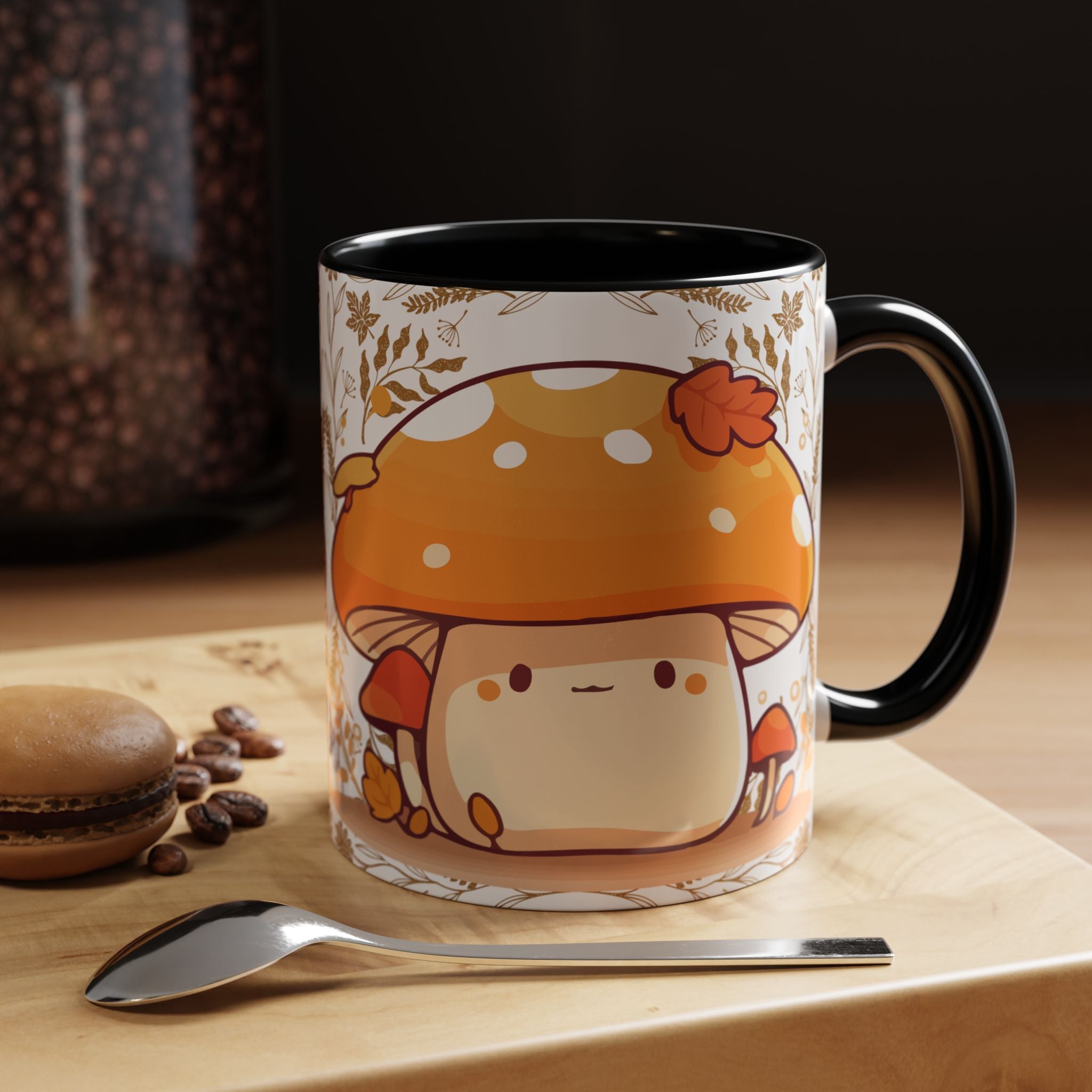 Autumn Mushroom Cute Coffee Mug — Fall Kawaii Accent Mug (11/15oz)