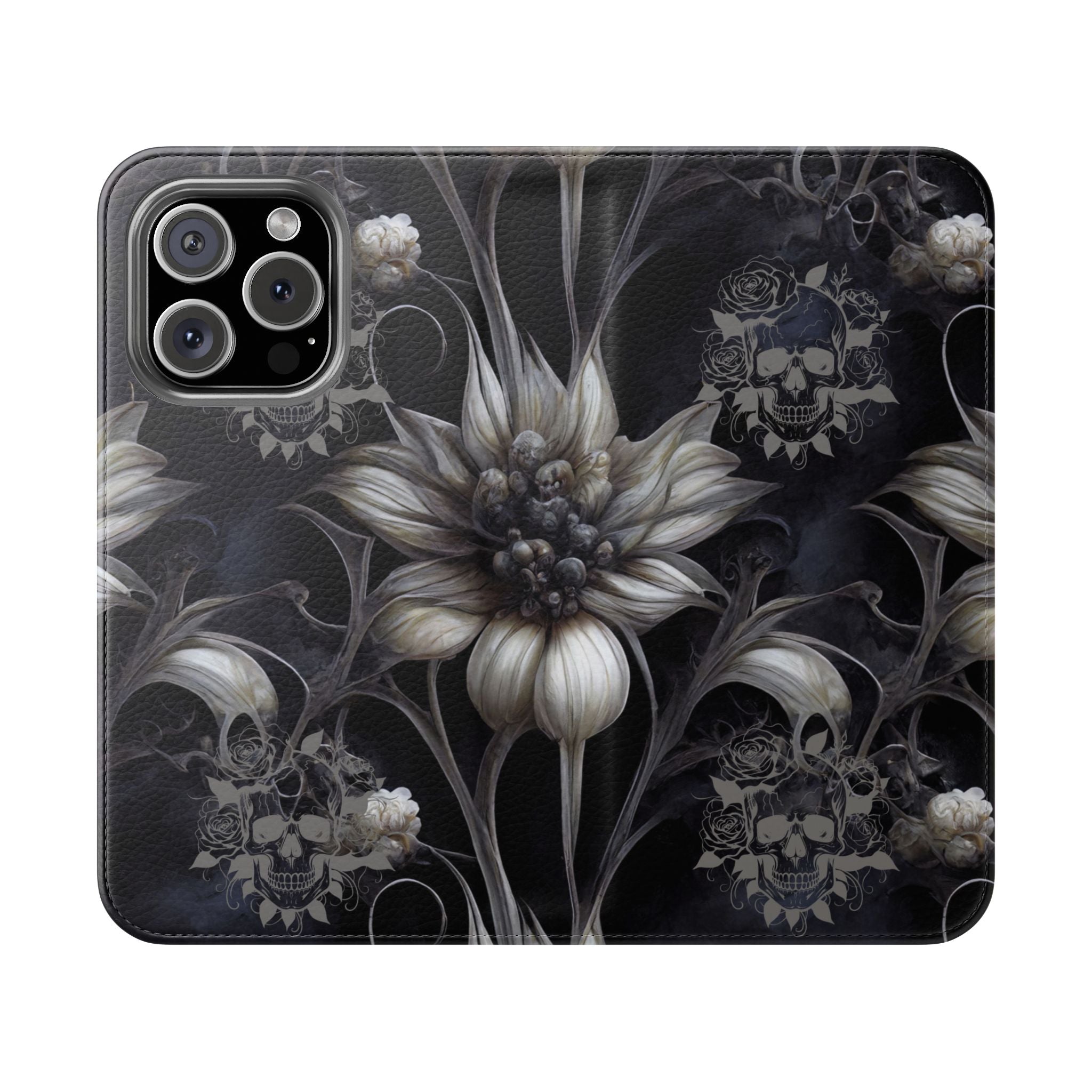 Goth Botanical Flip Wallet Case for iPhone and Samsung Galaxy Phones