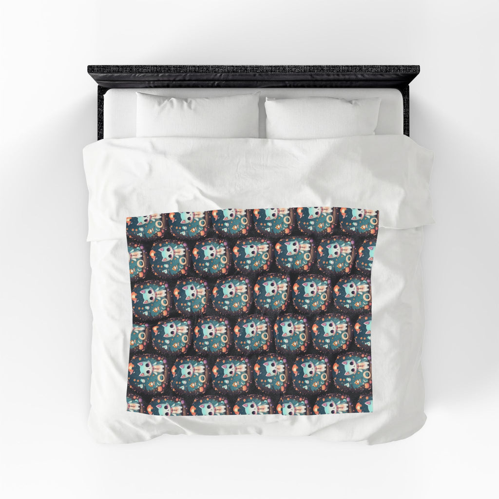 Pastel Goth Cat Throw Blanket — Creepy Cute Kawaii Dark Home Decor