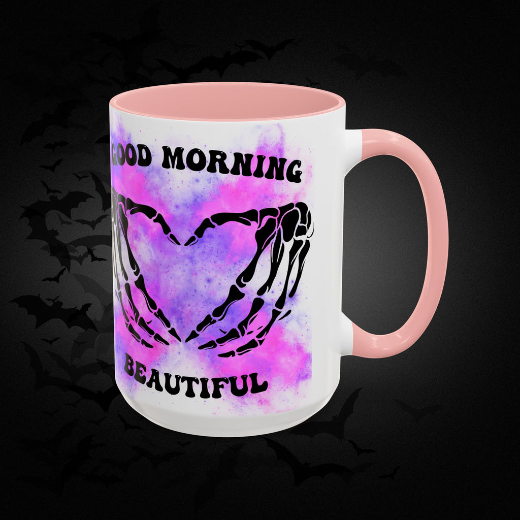 Good Morning Beautiful Fuck Off Skeleton Hands Accent Coffee Mug