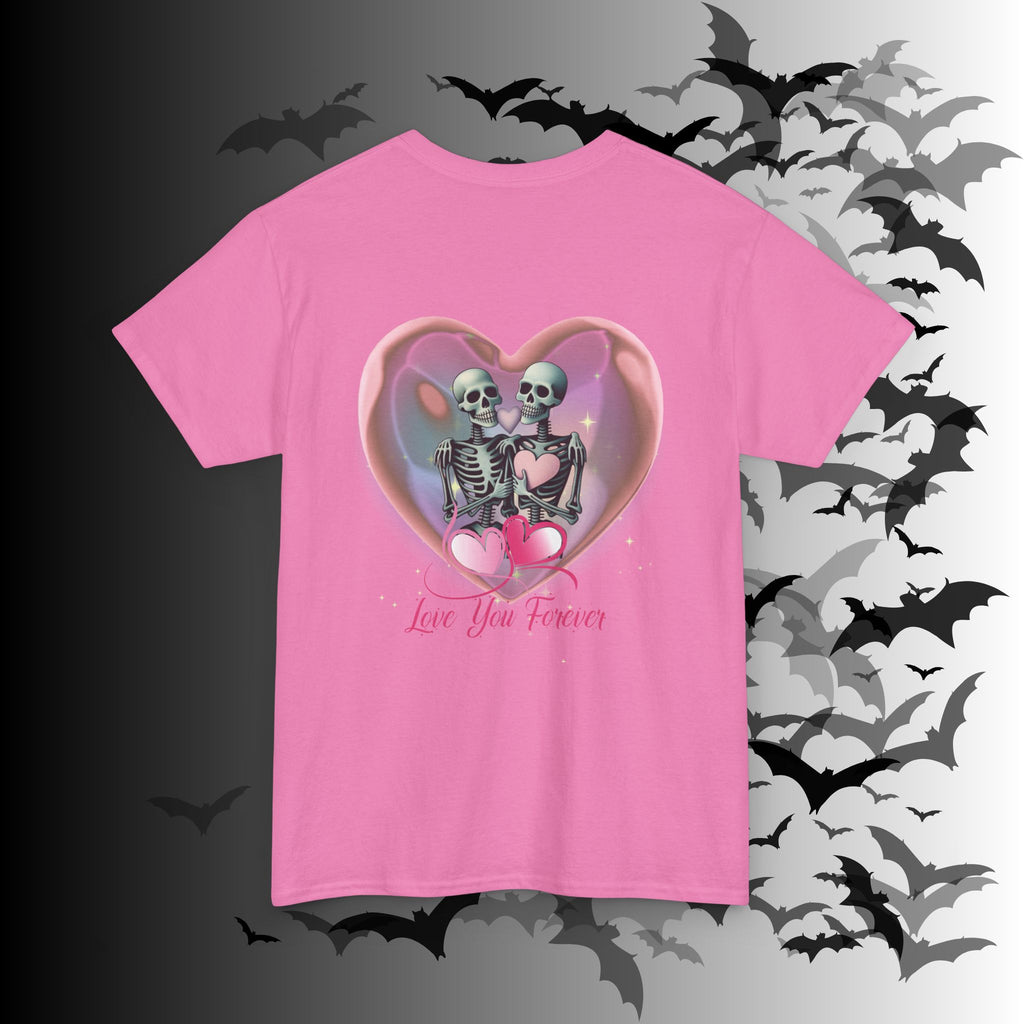 "Love You Forever" Gothic Skeleton Couples T-Shirt — Goth Valentine's Day Matching Tee