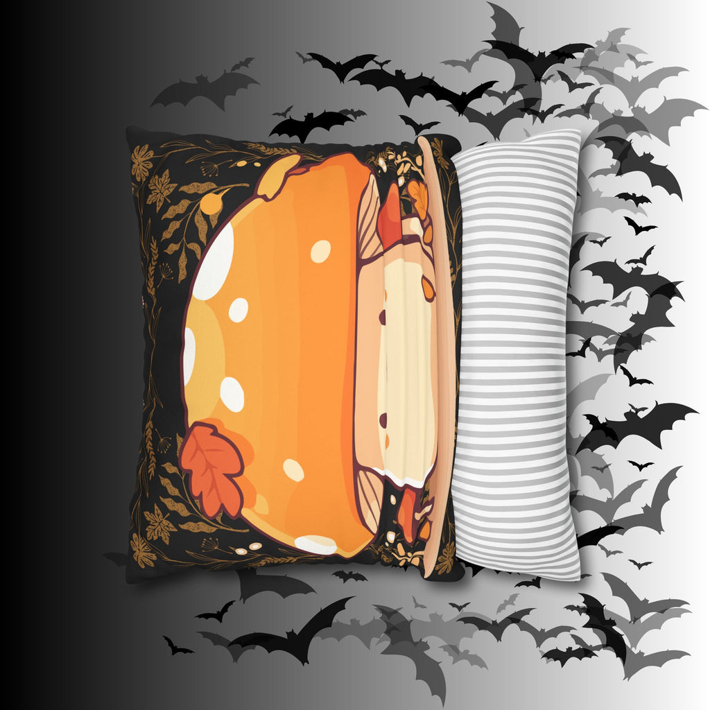 Dark Cottagecore Mushroom Throw Pillow — Forest Witch Kawaii Home Decor