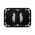 Skeleton Footprints Bath Mat — Gothic Skull Border Black Bathroom Decor