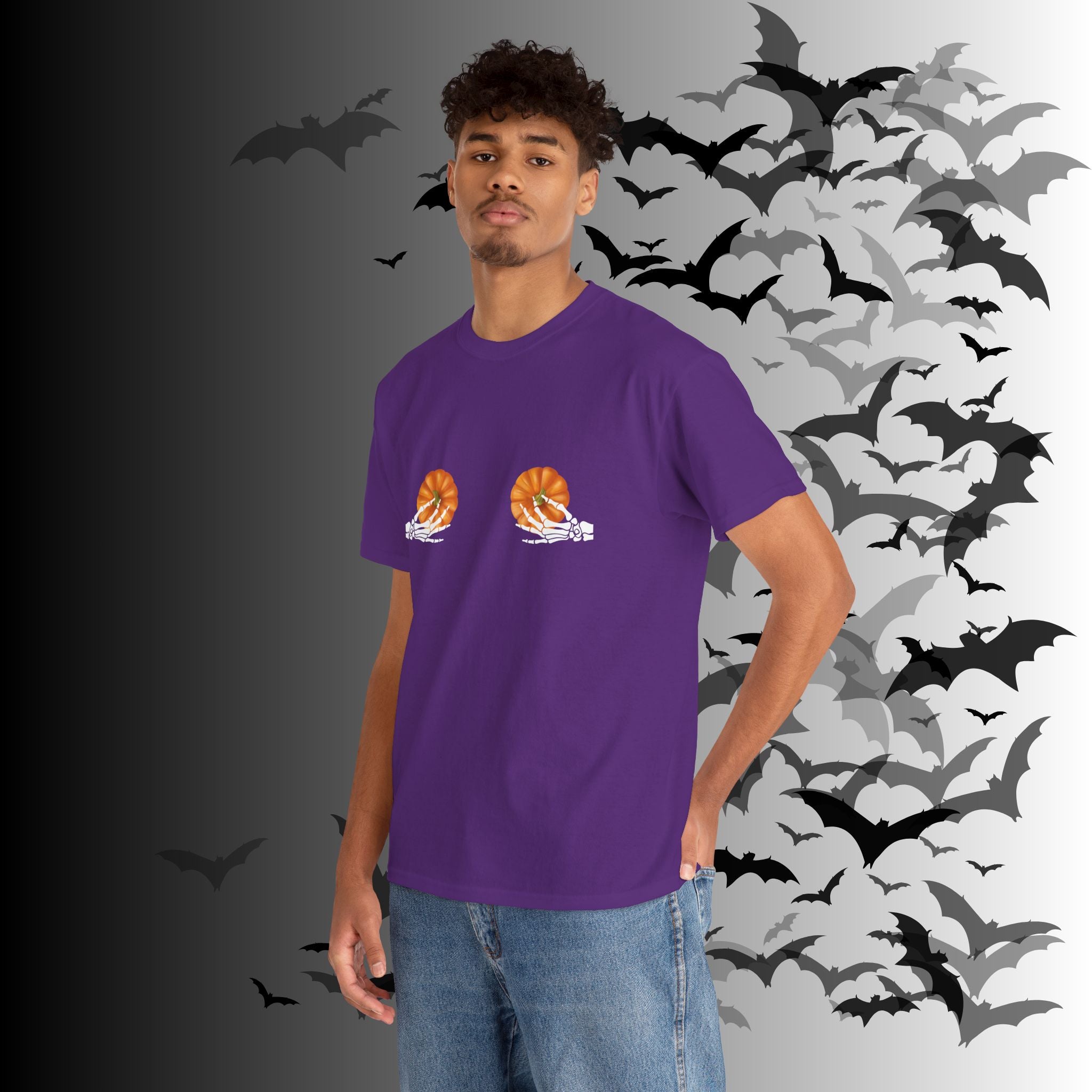 Skeleton Hands Pumpkin Halloween T-Shirt — Funny Spooky Season Tee
