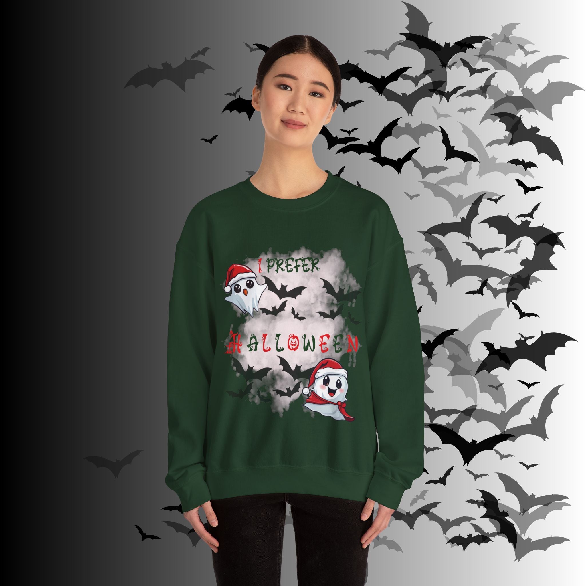 I Prefer Halloween Ghost Crewneck Sweatshirt — Kawaii Gothic Christmas