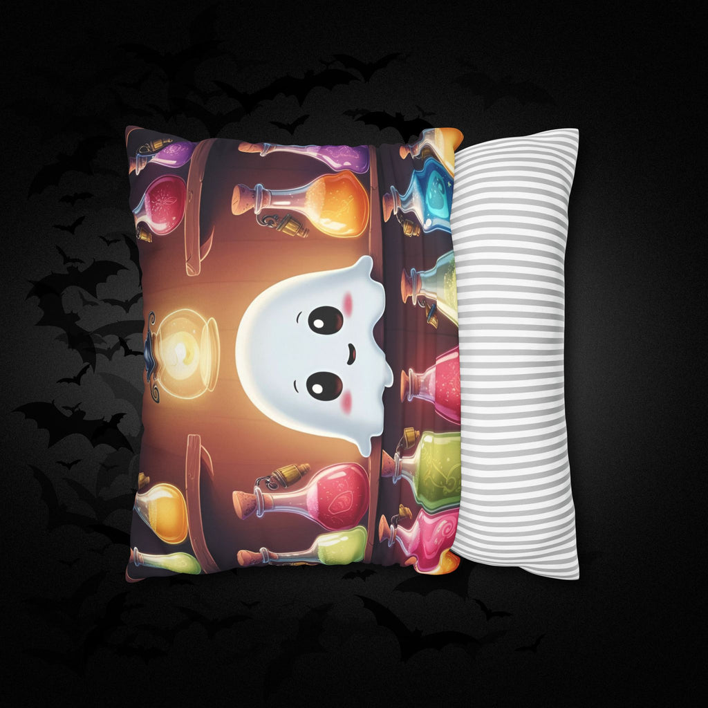 Apothecary Ghost Throw Pillow — Whimsigoth Potion Shelf Dark Home Decor