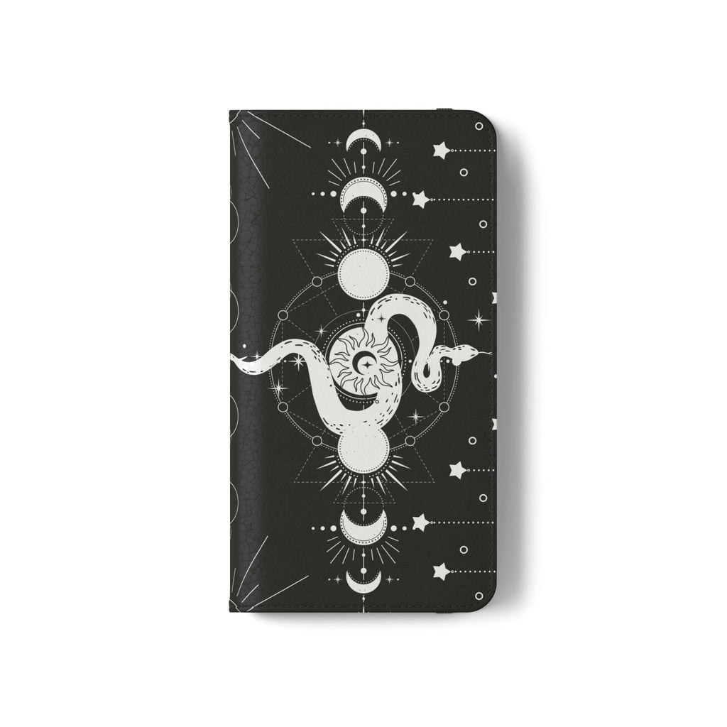 Gothic Style Celestial Snake Moon Phases Wallet Flip PhoneCase - Celestial Style Phone Case for iPhone and Samsung - Moon Phases Wallet Case