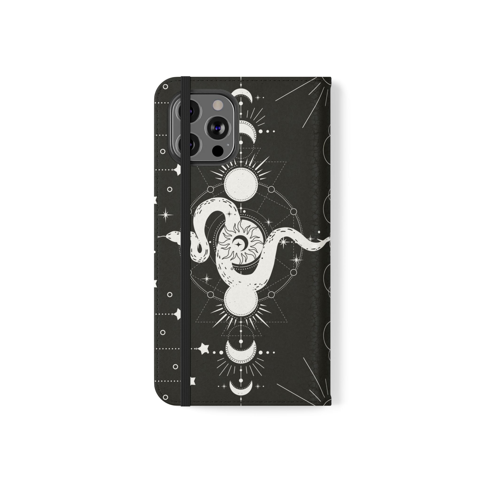 Gothic Style Celestial Snake Moon Phases Wallet Flip PhoneCase - Celestial Style Phone Case for iPhone and Samsung - Moon Phases Wallet Case