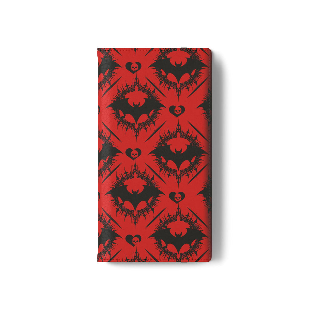 Gothic Bat Wallet Flip Case - Elegant Goth Phone Wallet - Bat Pattern Flip Case - Gothic Phone Case - Stylish Wallet Phone Case