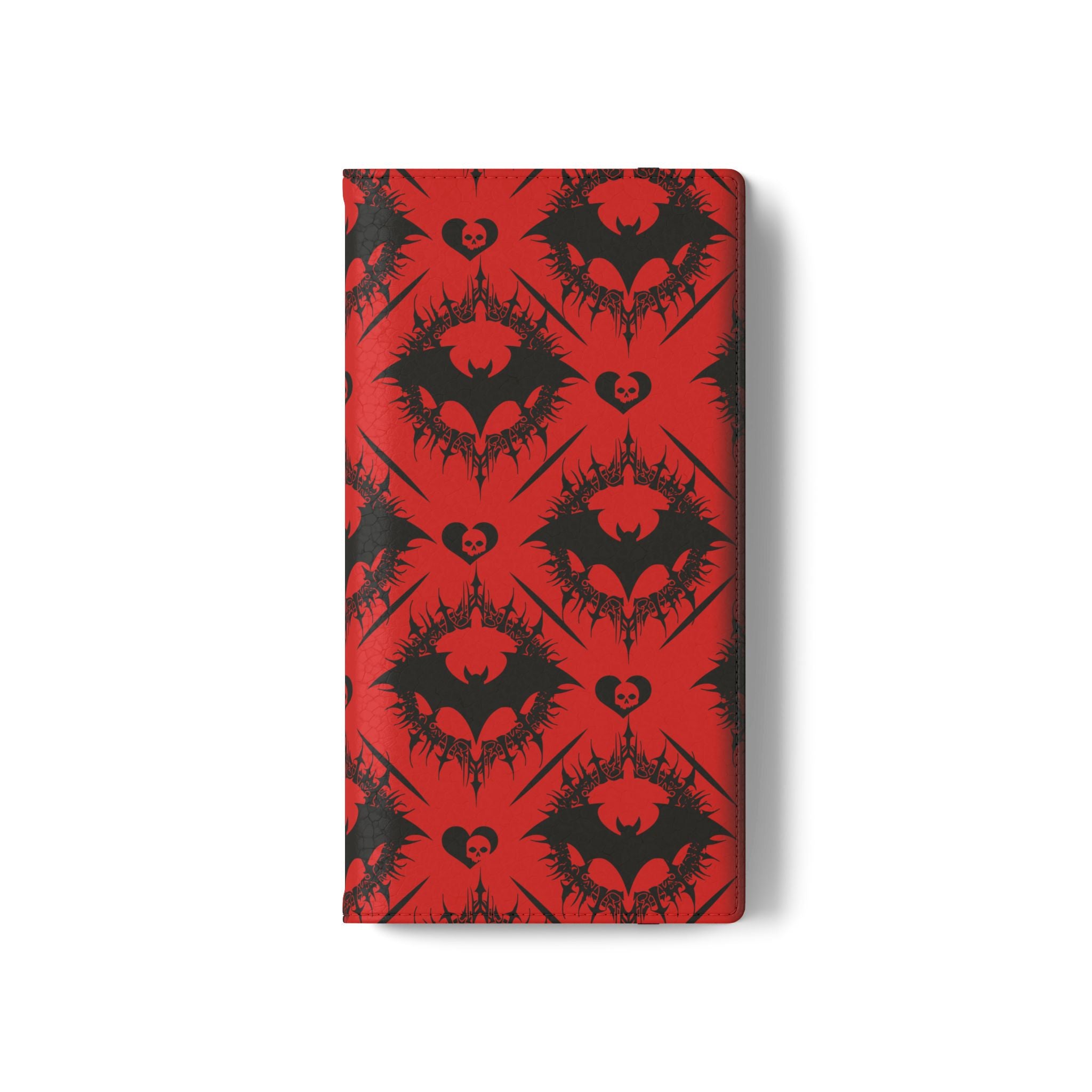 Gothic Bat Wallet Flip Case - Elegant Goth Phone Wallet - Bat Pattern Flip Case - Gothic Phone Case - Stylish Wallet Phone Case