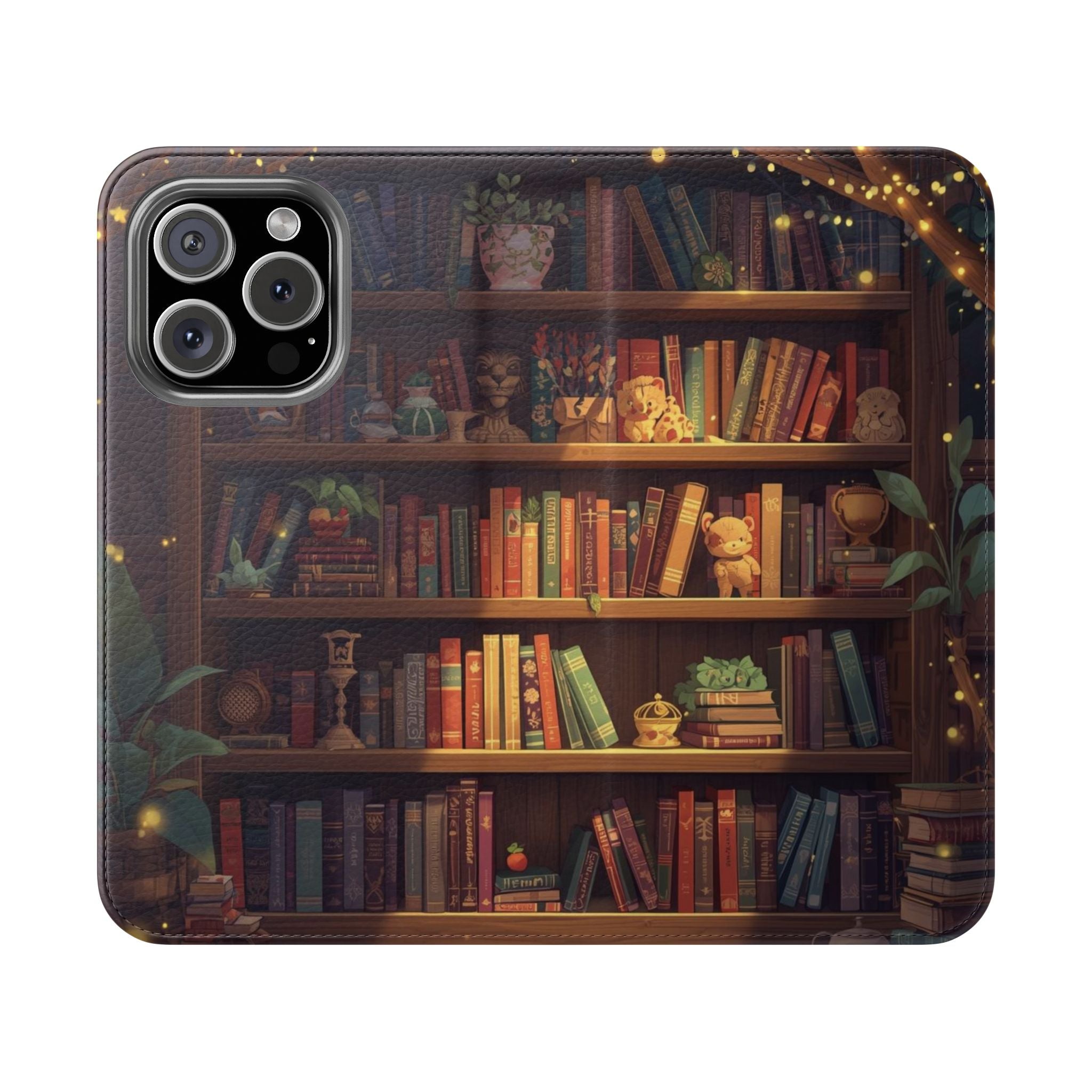 Whimsigoth Bookcase Wallet Flip Case - Romantasy Reader Phone Wallet - Book Pattern Flip Case - Bookish Phone Case