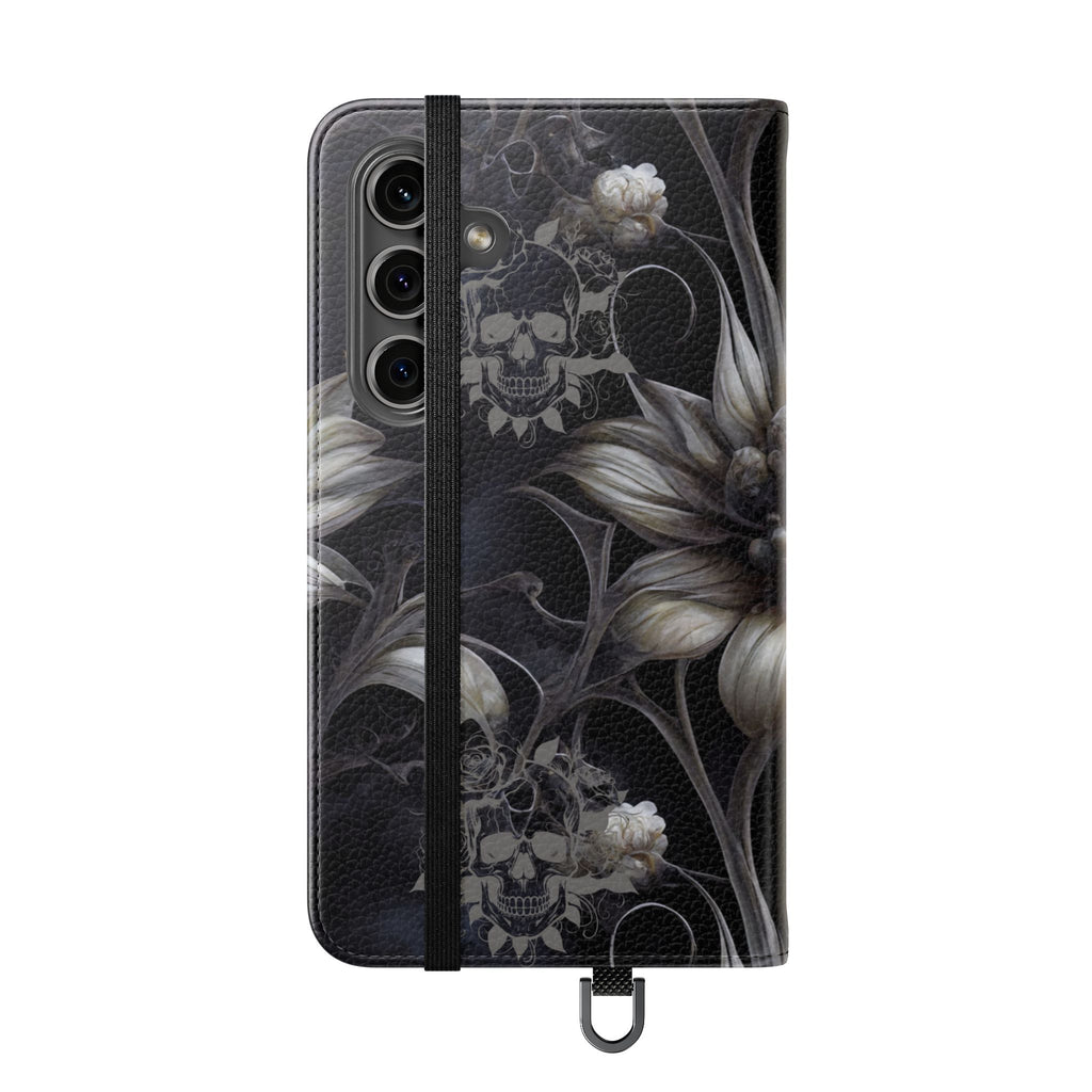 Goth Botanical Flip Wallet Case for iPhone and Samsung Galaxy Phones