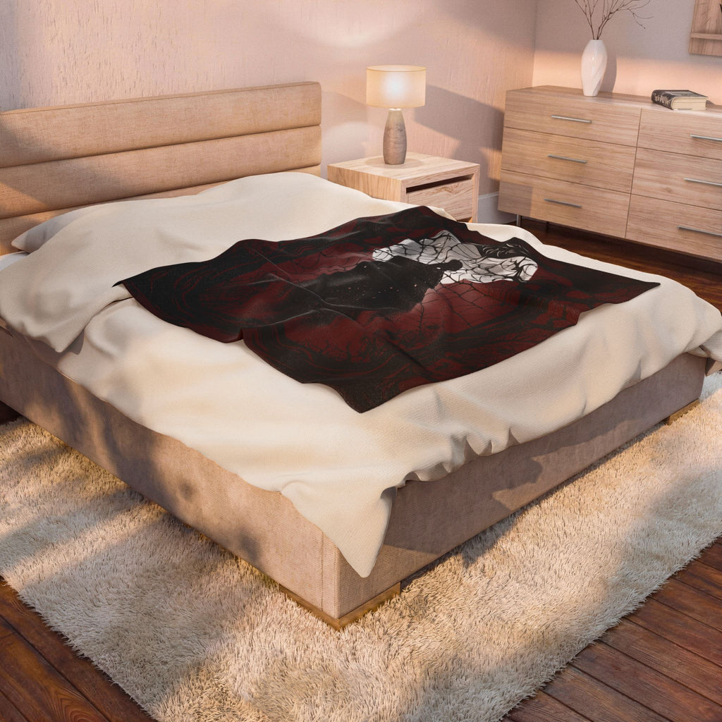 Gothic Ghost Spider Web Throw Blanket — Dark Halloween Home Decor