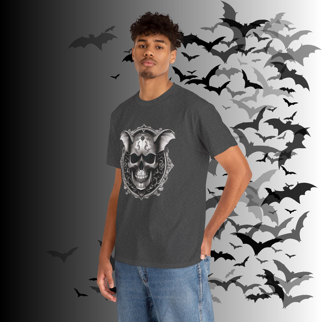 Gothic Bat Skull Crest T-Shirt — Dark Academia Graphic Tee