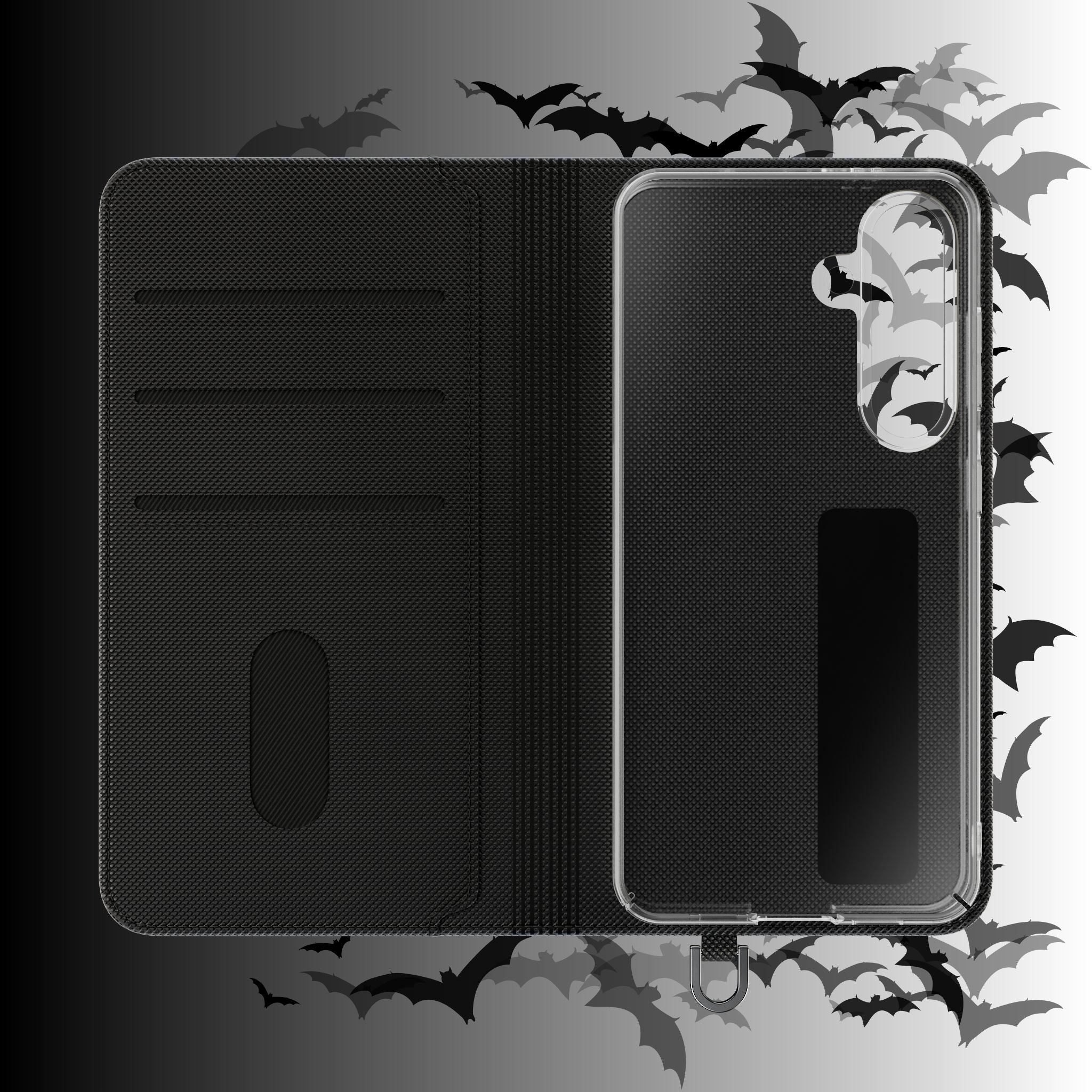 Gothic Bat Wallet Flip Case - Elegant Goth Phone Wallet - Bat Pattern Flip Case - Gothic Phone Case - Stylish Wallet Phone Case