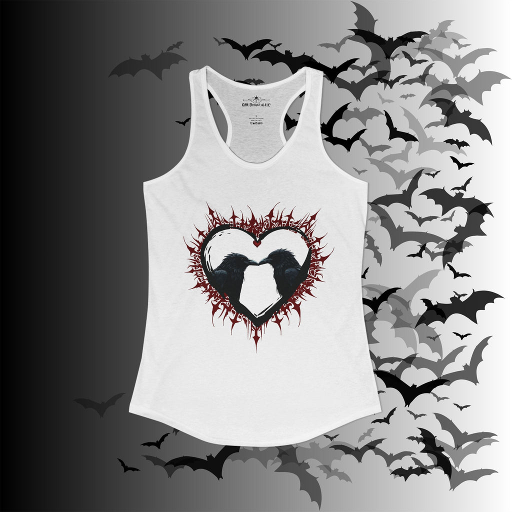 Gothic Raven Heart Racerback Tank Top — Dark Romance Corvid Tank