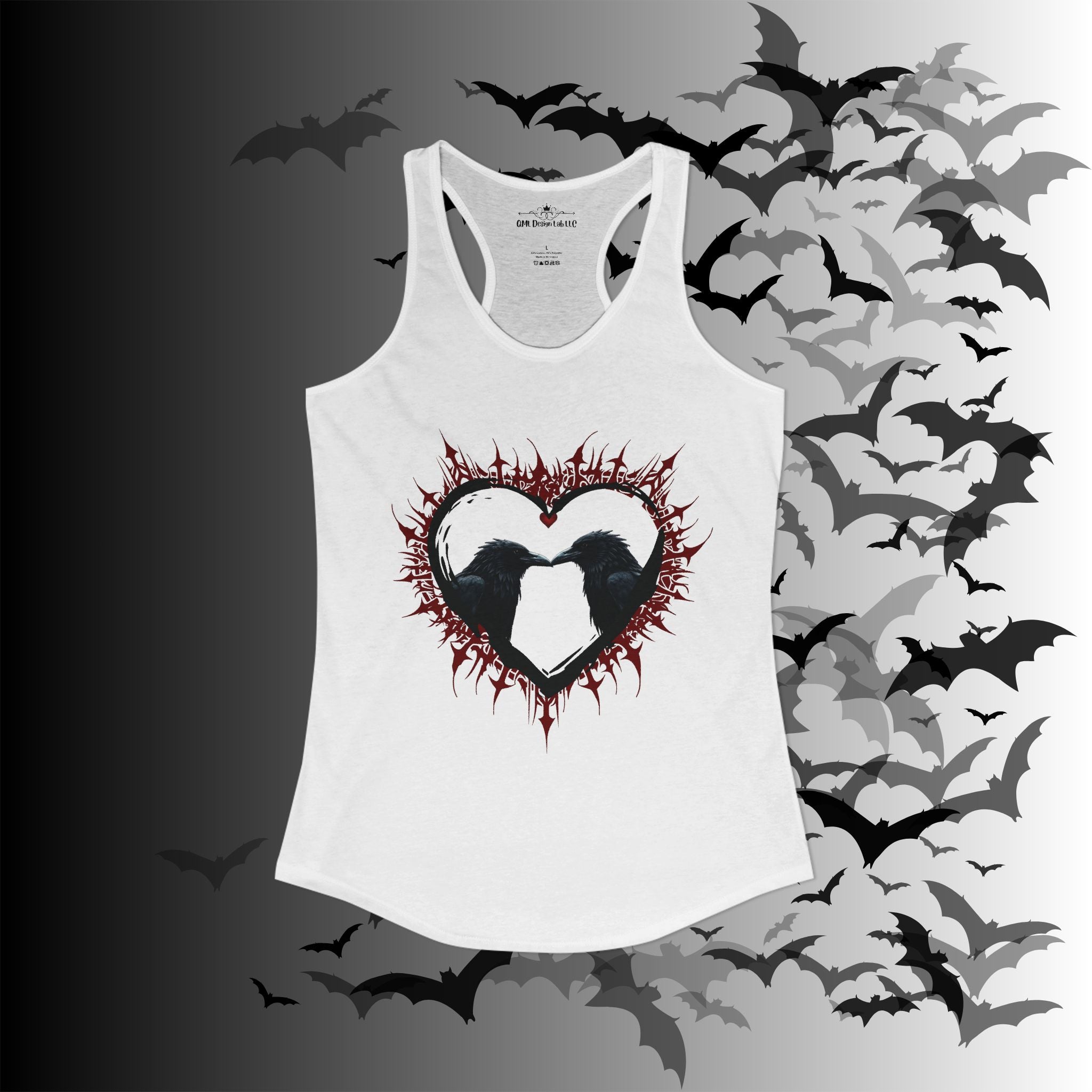 Gothic Raven Heart Racerback Tank Top — Dark Romance Corvid Tank