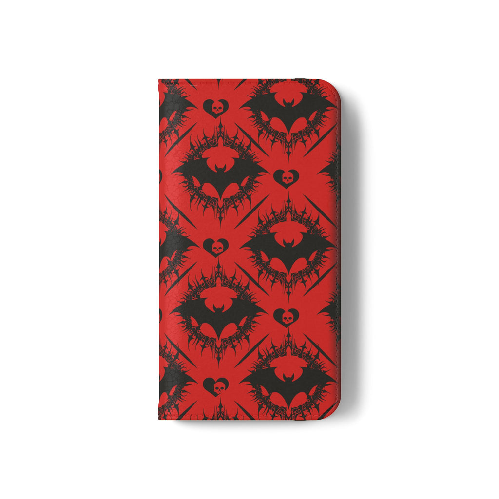 Gothic Bat Wallet Flip Case - Elegant Goth Phone Wallet - Bat Pattern Flip Case - Gothic Phone Case - Stylish Wallet Phone Case