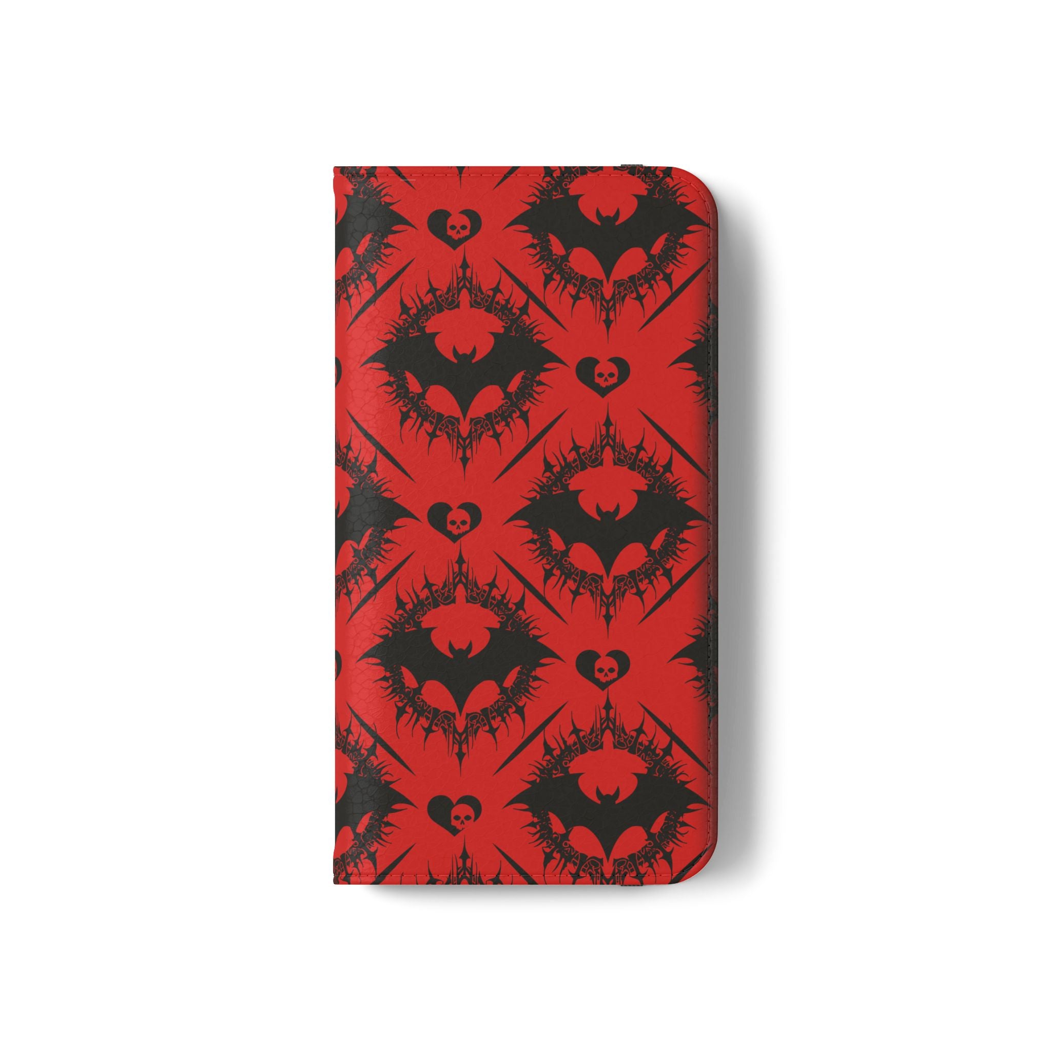Gothic Bat Wallet Flip Case - Elegant Goth Phone Wallet - Bat Pattern Flip Case - Gothic Phone Case - Stylish Wallet Phone Case