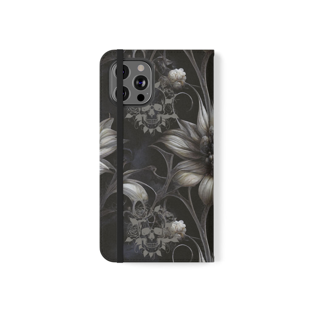Goth Botanical Flip Wallet Case for iPhone and Samsung Galaxy Phones