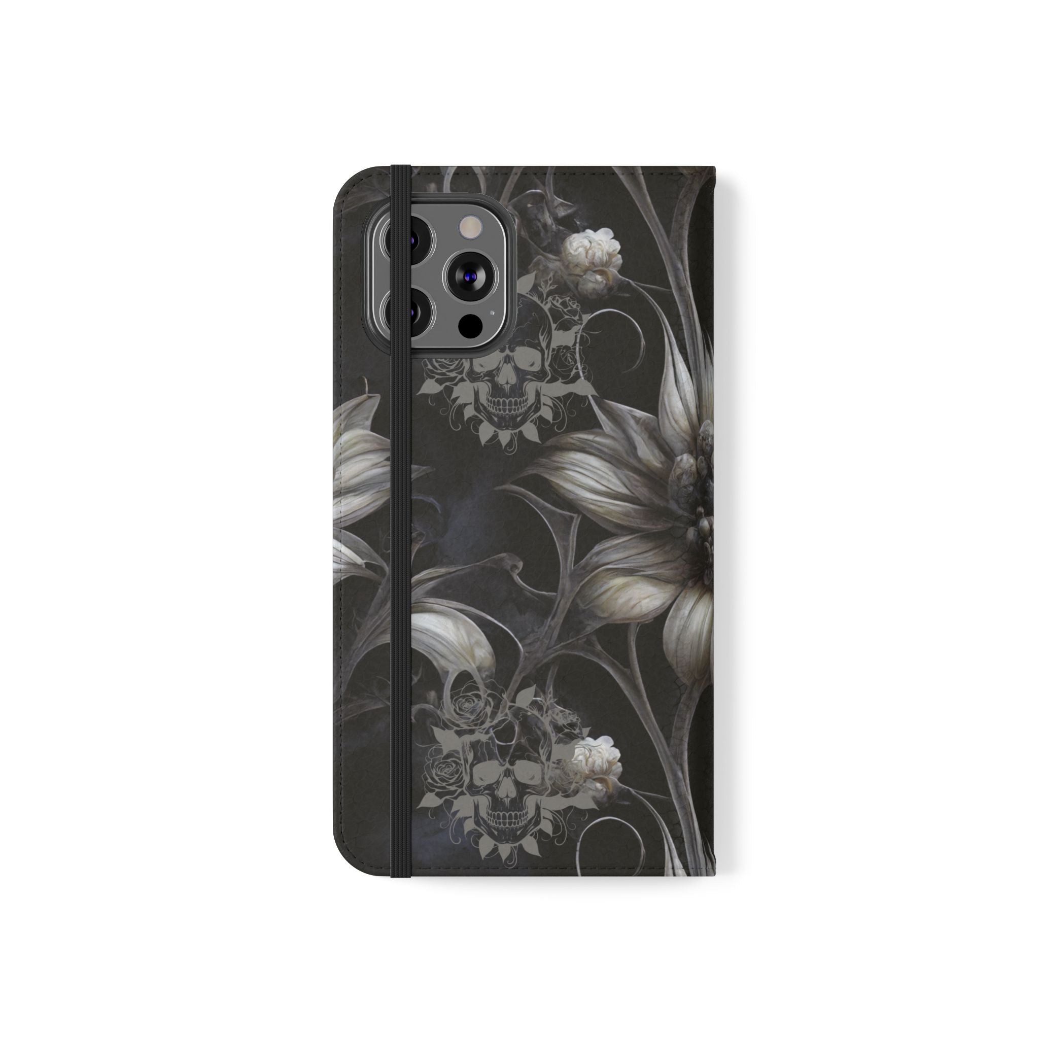 Goth Botanical Flip Wallet Case for iPhone and Samsung Galaxy Phones