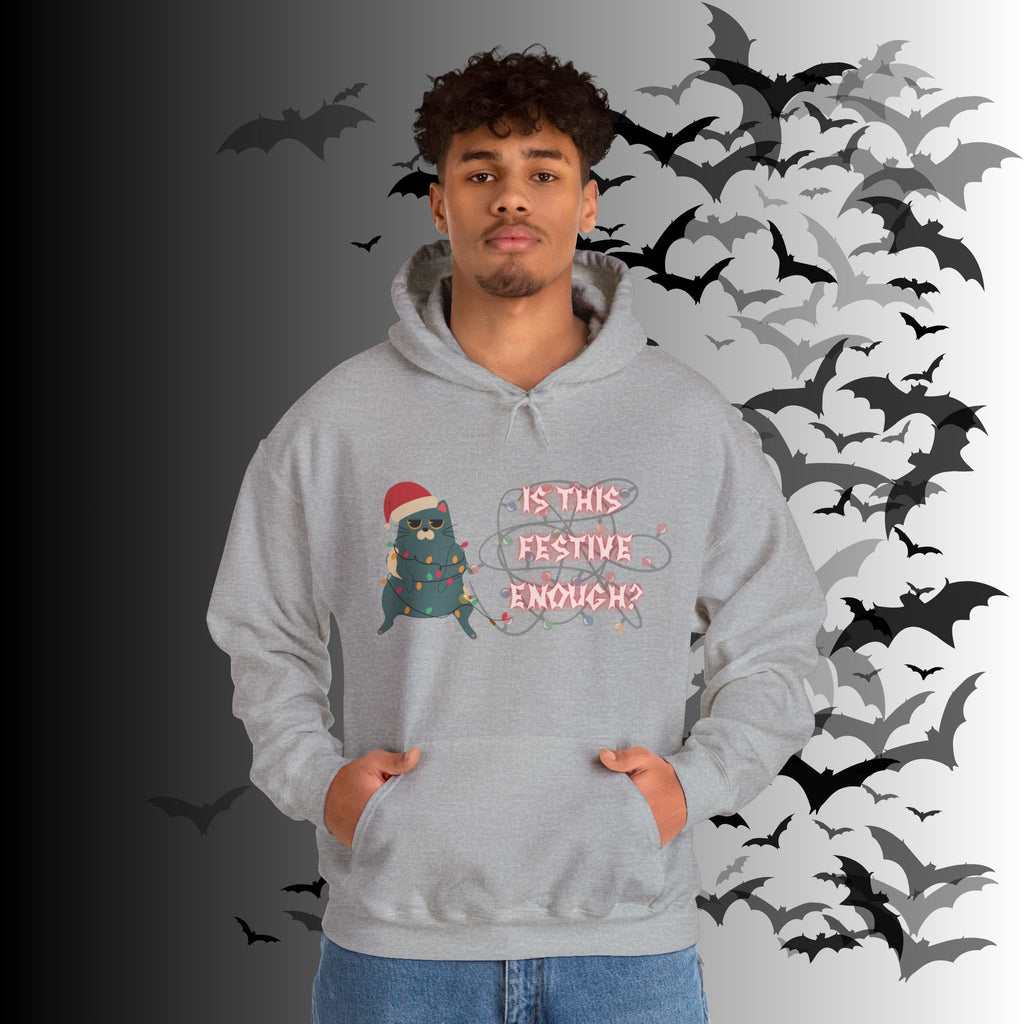 Is This Festive Enough Cat Hoodie — Grumpy Christmas Cat Pullover