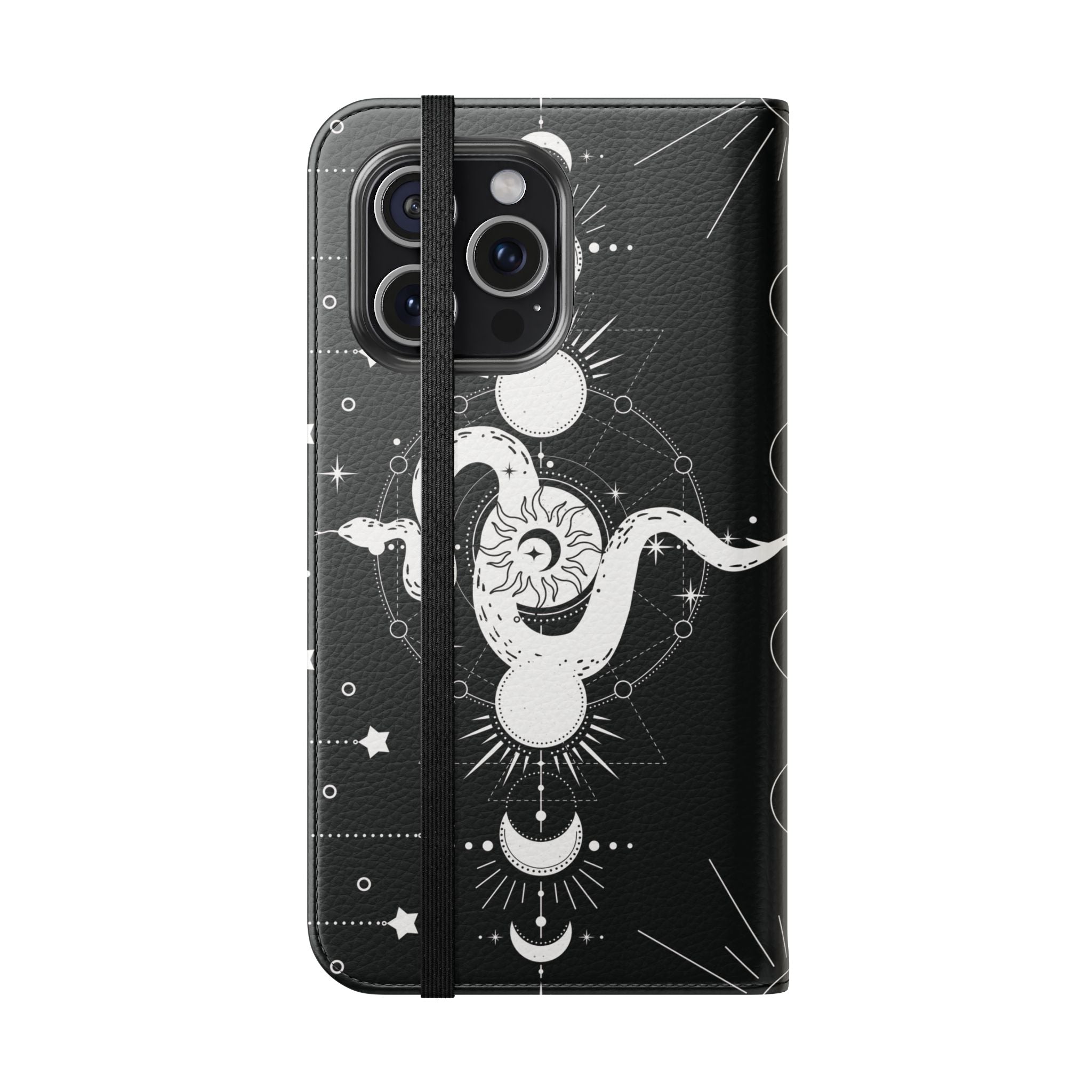Gothic Style Celestial Snake Moon Phases Wallet Flip PhoneCase - Celestial Style Phone Case for iPhone and Samsung - Moon Phases Wallet Case