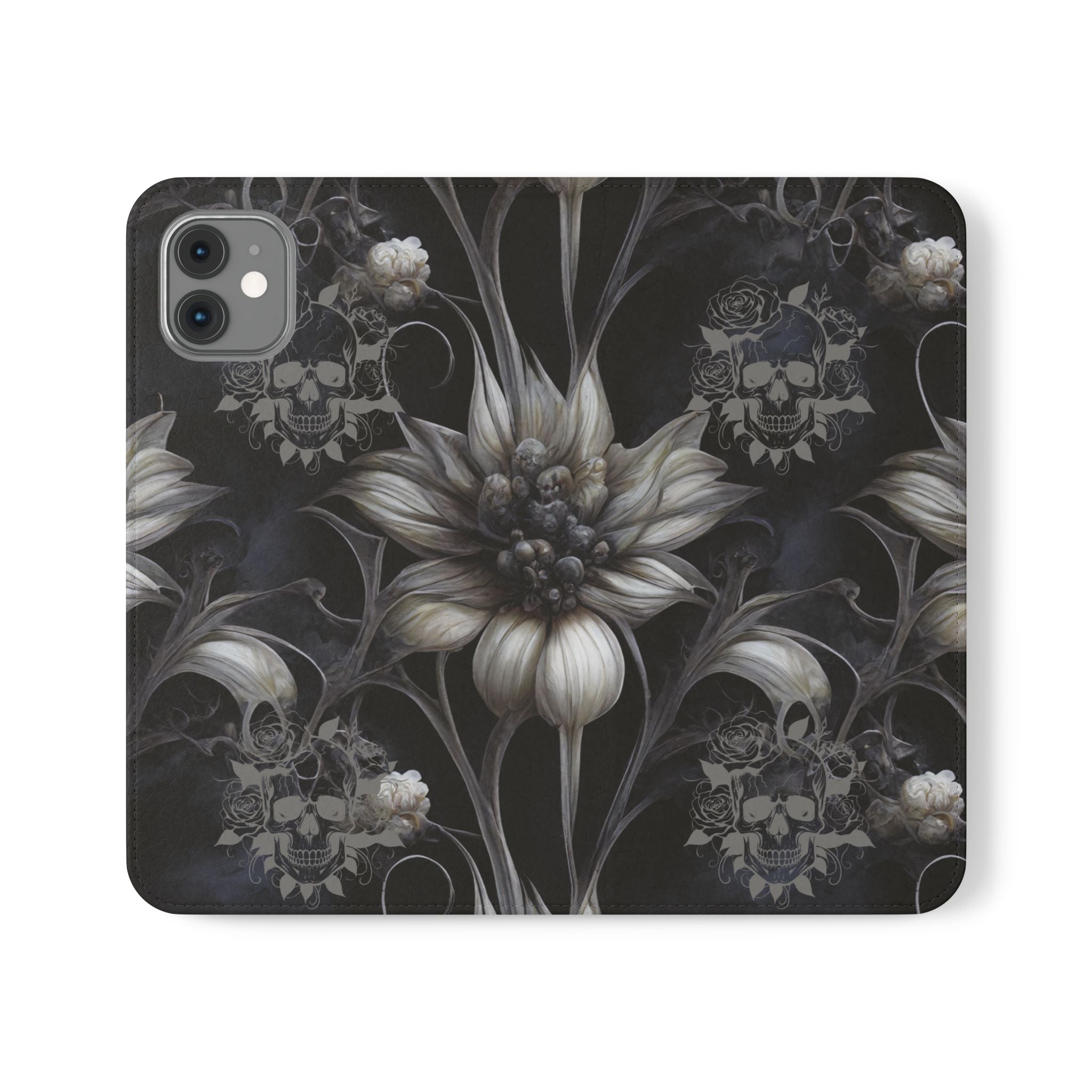 Goth Botanical Flip Wallet Case for iPhone and Samsung Galaxy Phones