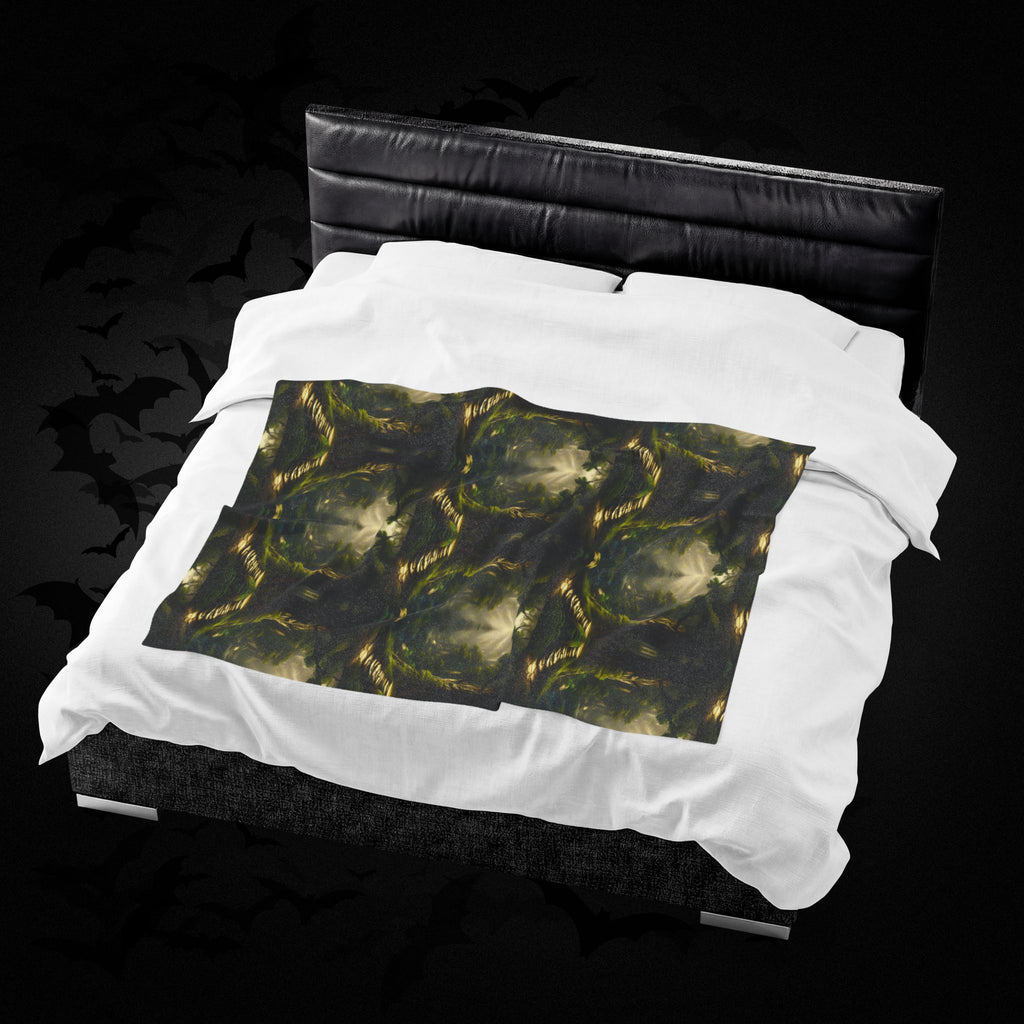 Mystical Forest Throw Blanket — Dark Cottagecore Woodland Home Decor
