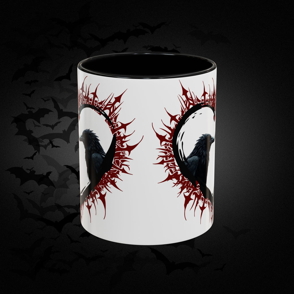 Raven Heart Gothic Coffee Mug — Dark Romance Corvid Design