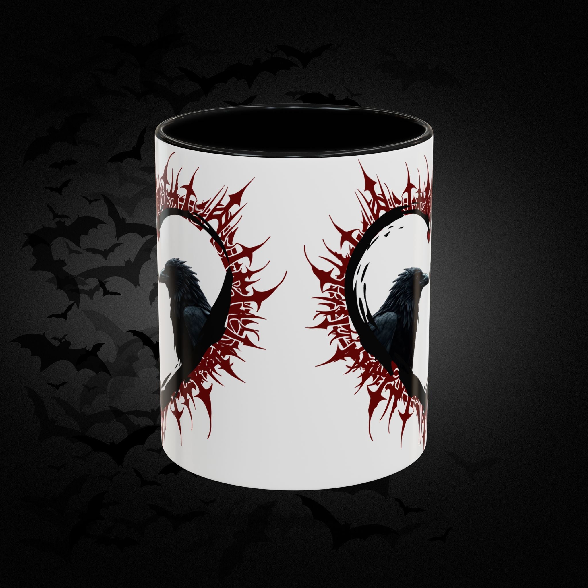 Raven Heart Gothic Coffee Mug — Dark Romance Corvid Design