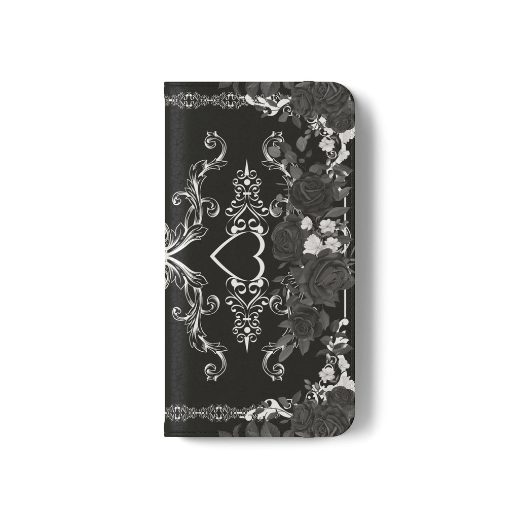 Romantic Goth Wallet Flip Case - Goth Botanical Phone Case