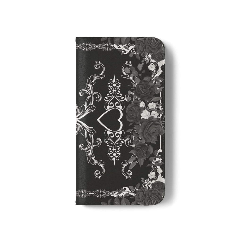 Romantic Goth Wallet Flip Case - Goth Botanical Phone Case