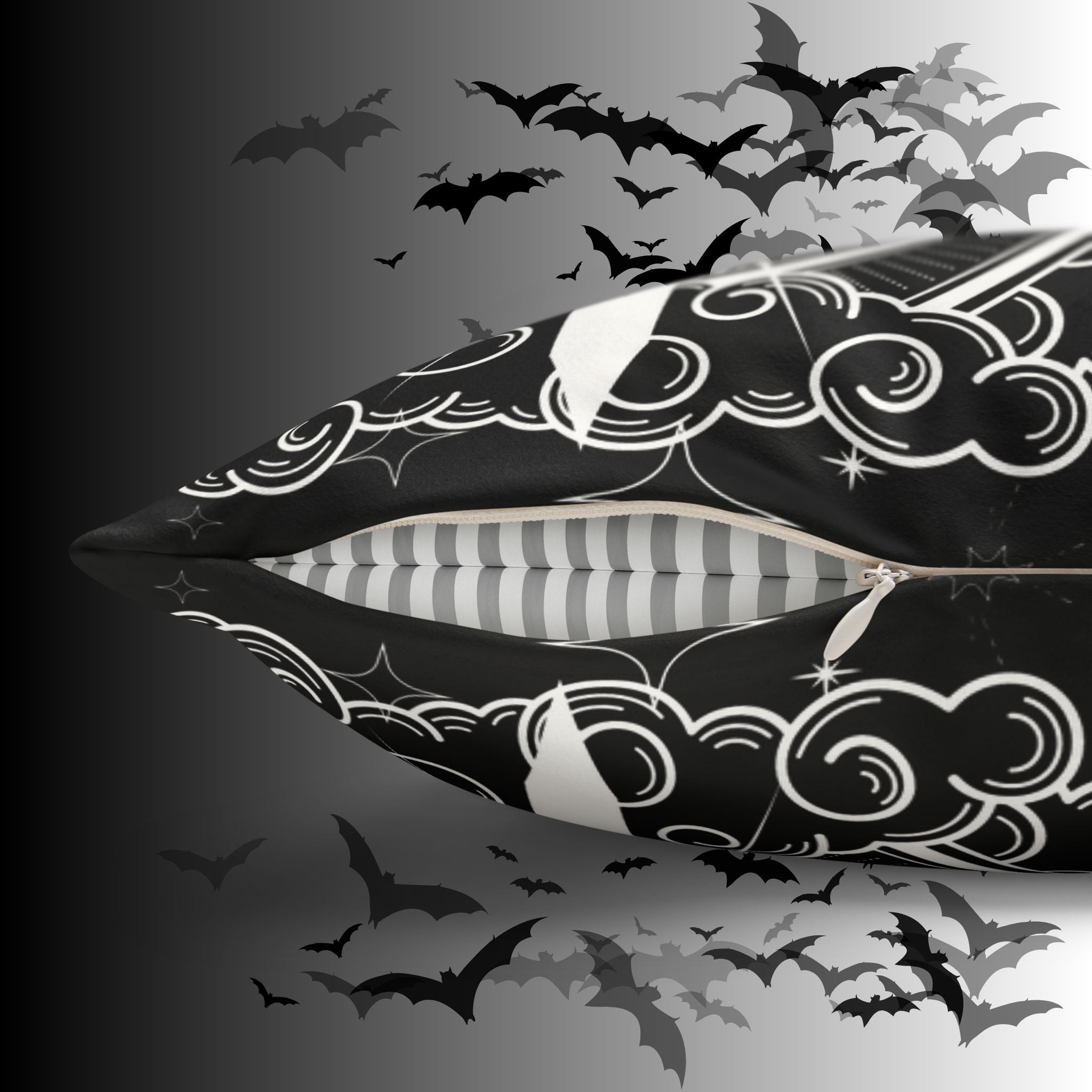 Gothic Moon Sword Celestial Throw Pillow — Dark Witchy Home Decor