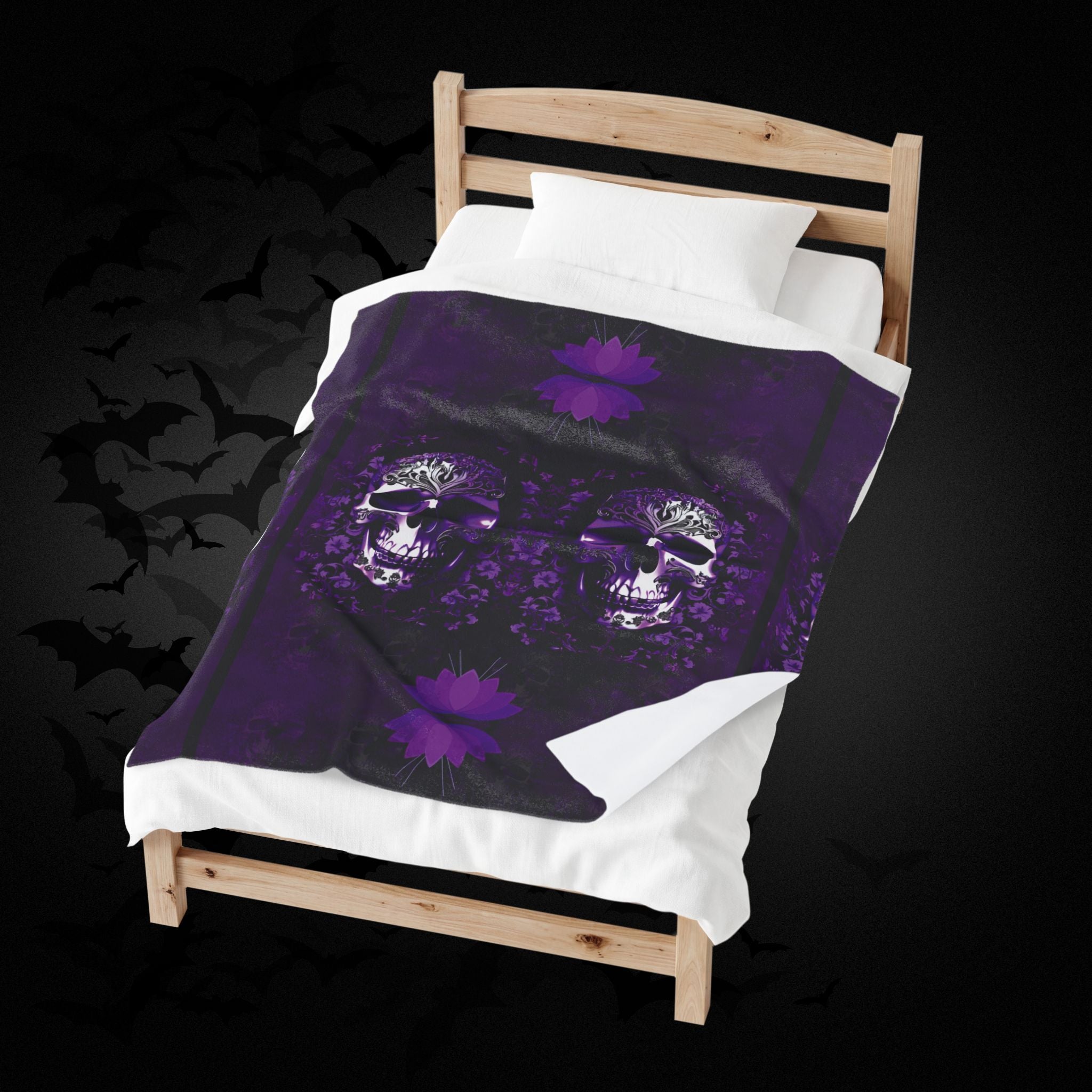 Gothic Purple Skull Throw Blanket — Dark Elegance Home Decor