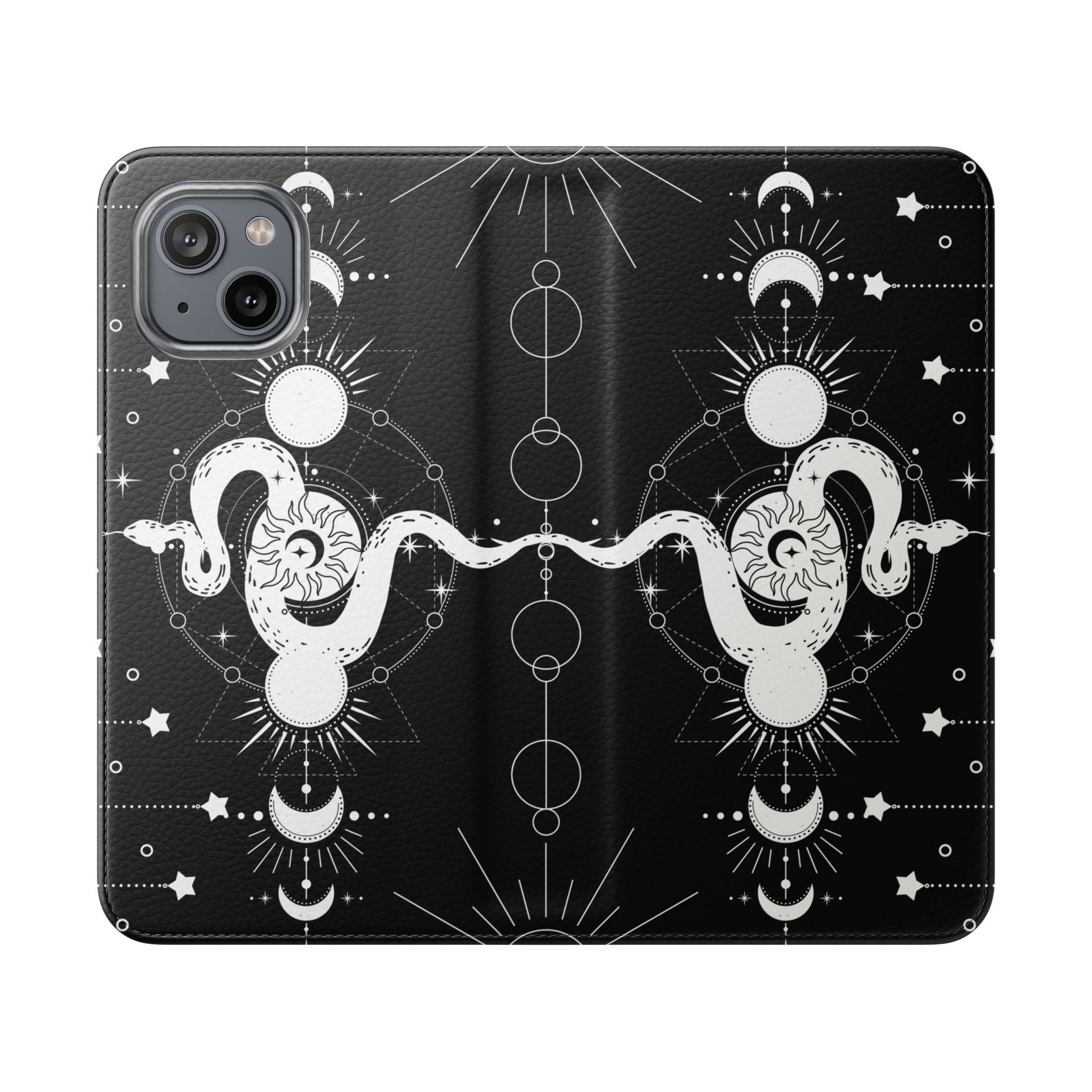Gothic Style Celestial Snake Moon Phases Wallet Flip PhoneCase - Celestial Style Phone Case for iPhone and Samsung - Moon Phases Wallet Case